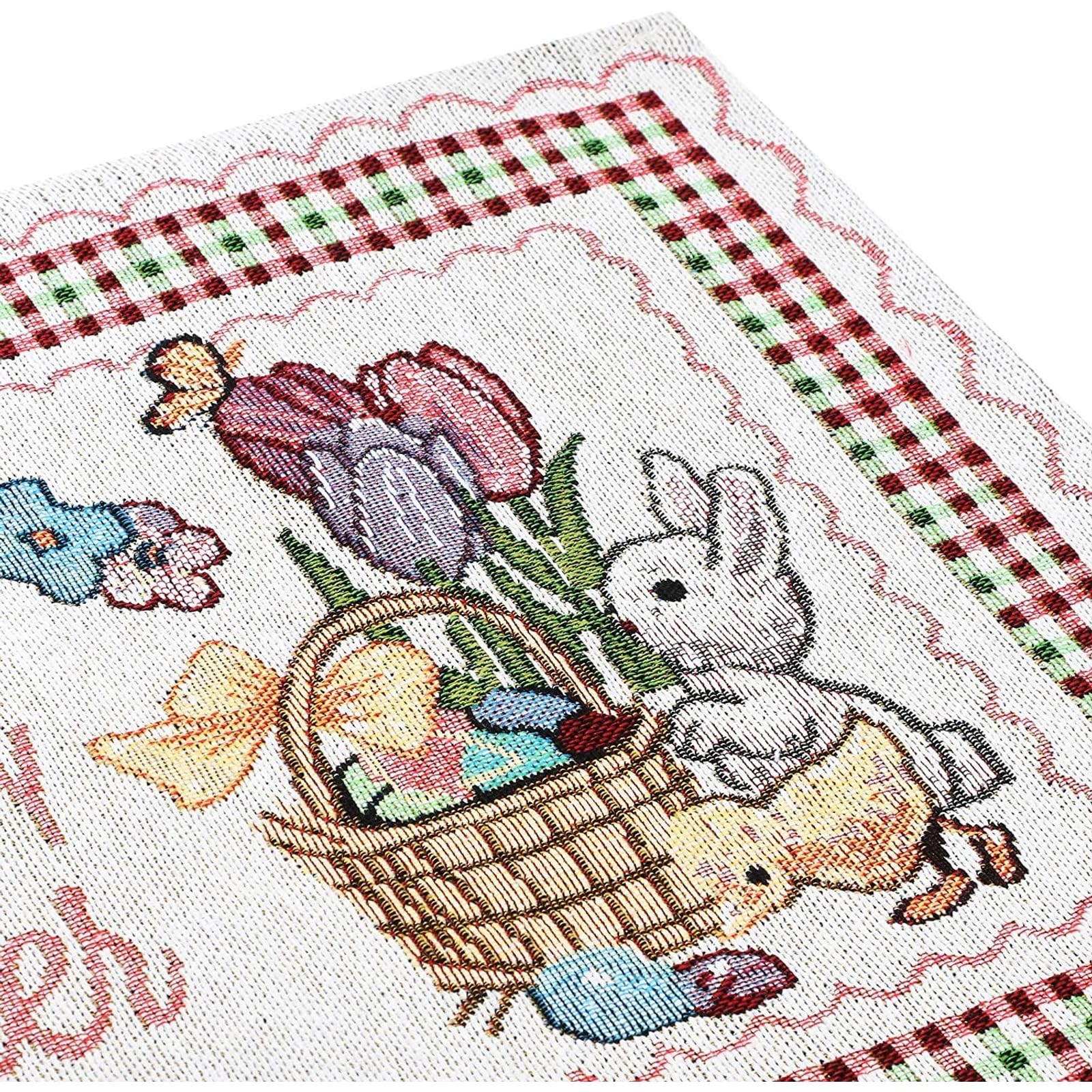 Juvale 4 Pack Easter Woven Placemats - 17 x 13 Inch Soft Polyester Cotton Table Mats - Decorative Easter Dining Table Decor for Holiday Parties & Spring Gatherings