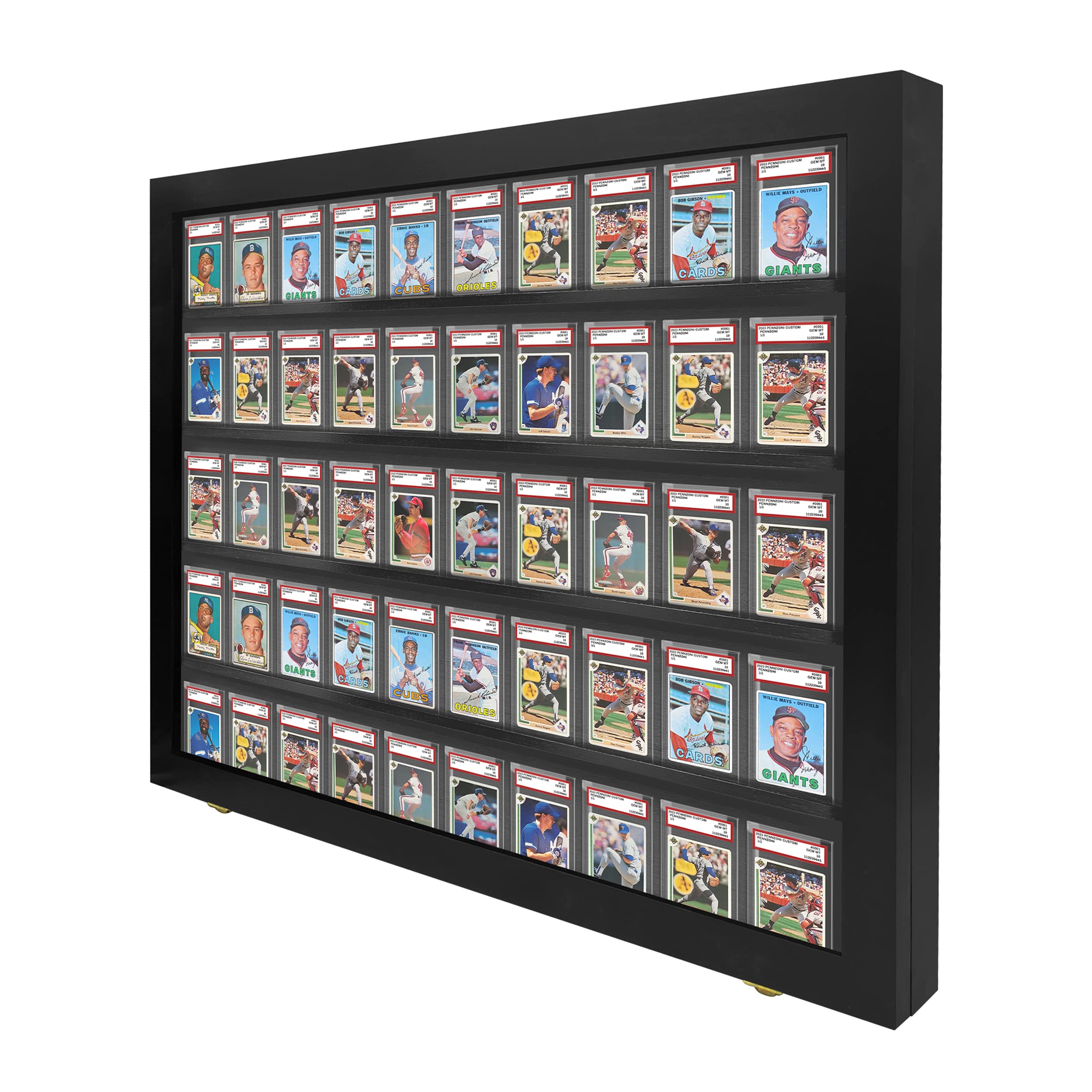 Baseball Card Display Case - 50 Graded Sports Frame with Lock & UV Protection - PSA Certified for Pokemon, Football & Basketball Cards | Perfect for Collectors, Home Decor & Gift Giving