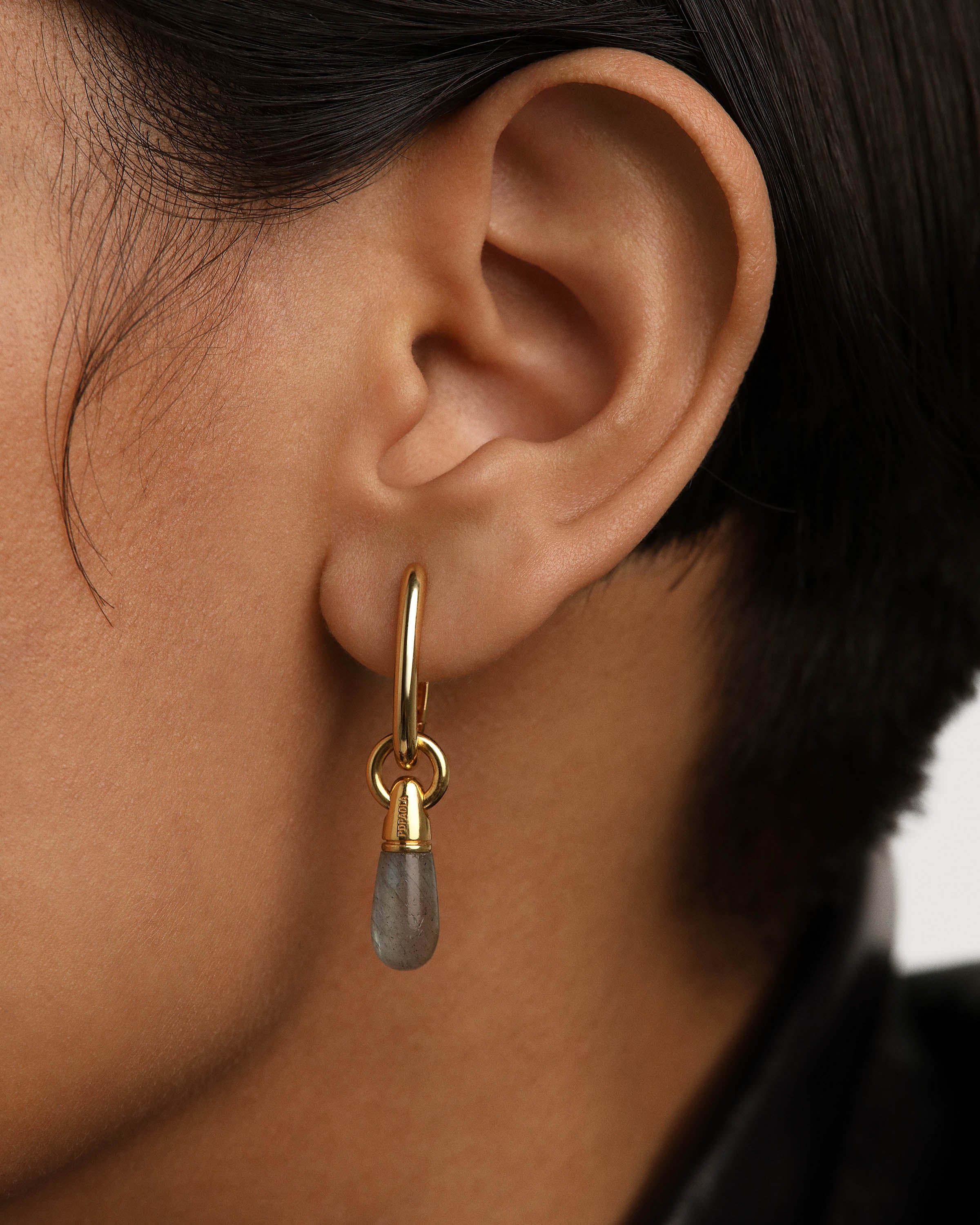 Labradorite Jupiter Single Hoop Earrings - Genuine Labradorite Gemstone Dangle Earrings for Women | Perfect for Boho, Festival & Everyday Wear