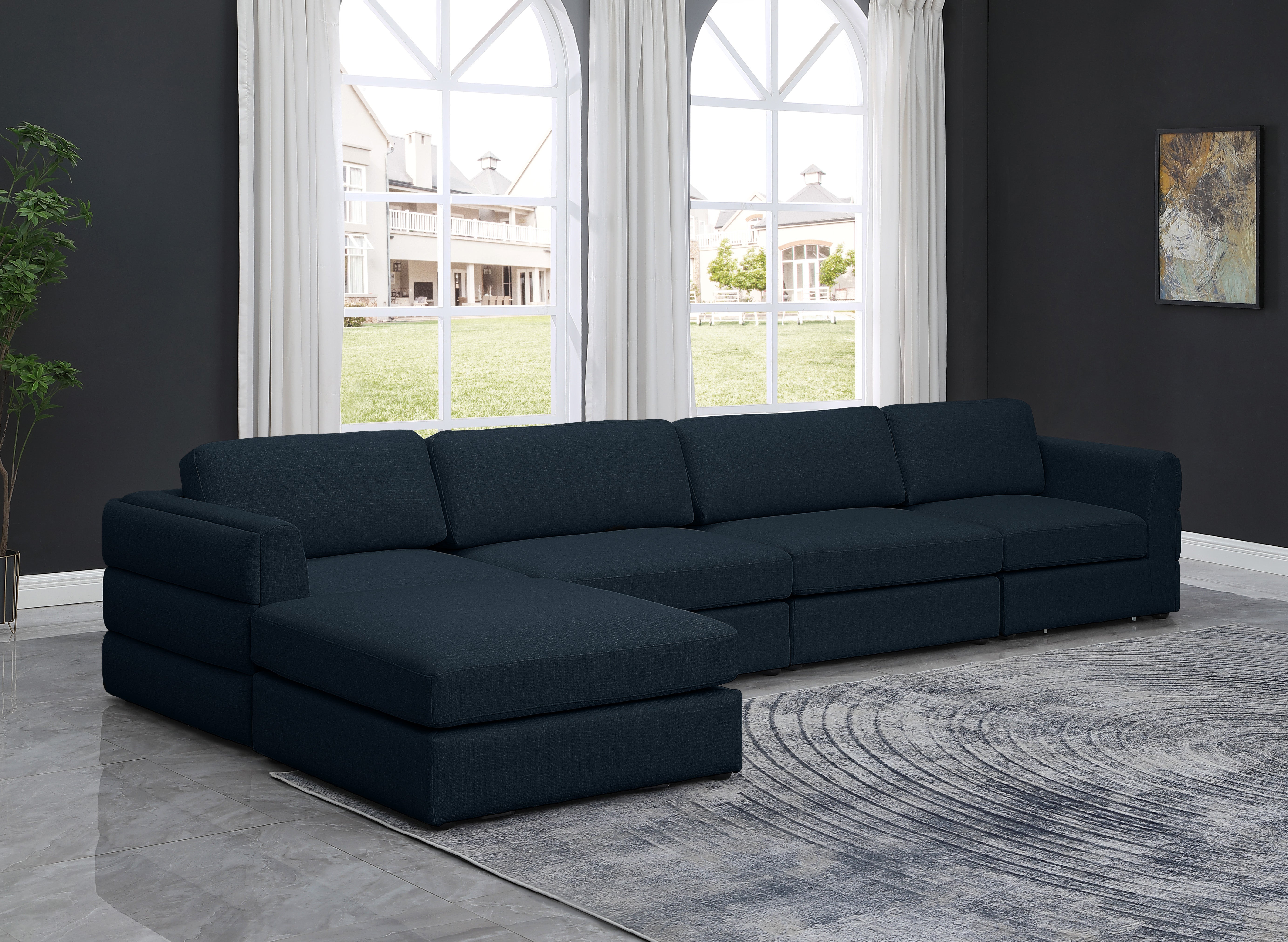 Beckham Durable Linen Textured Fabric Modular Sectional Sofa - Modern Living Room Furniture for Home Theater, Family Gatherings & Cozy Relaxation