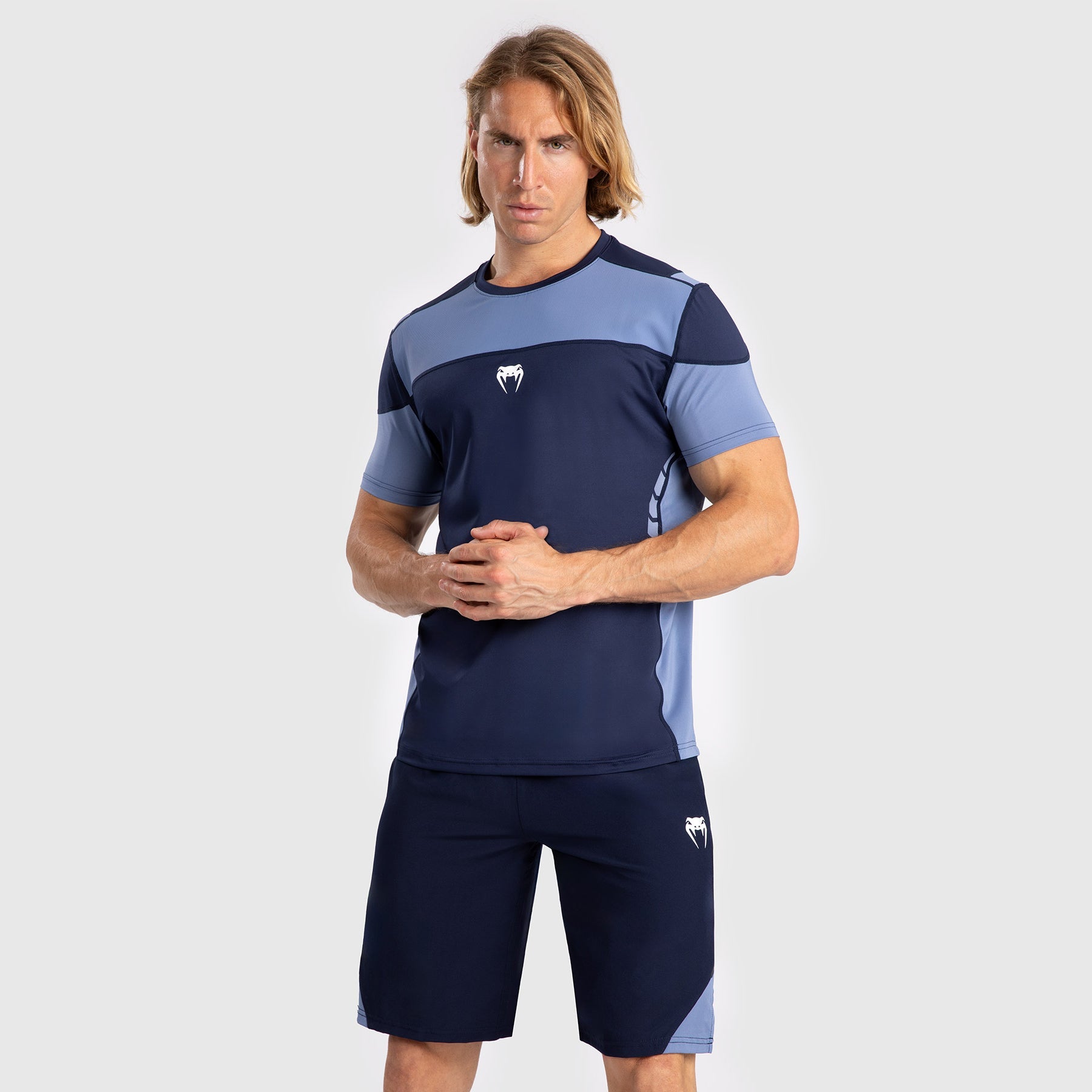 Venum Tempest Men's Dry Tech Performance T-Shirt - Moisture Wicking, Breathable Workout Shirt for Gym & Training - Navy Blue/Blue - Ideal for MMA, Boxing & Fitness Activities