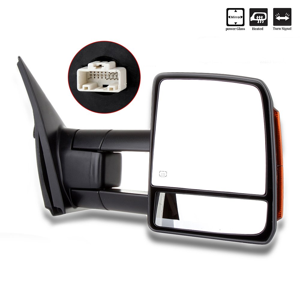 AUTOMUTO Power Heated Towing Mirror with Turn Signal Light - Right Passenger Side, Black Housing, Compatible with 2007-2016 Toyota Tundra | Perfect for Towing Trailers, Campers & Heavy Loads
