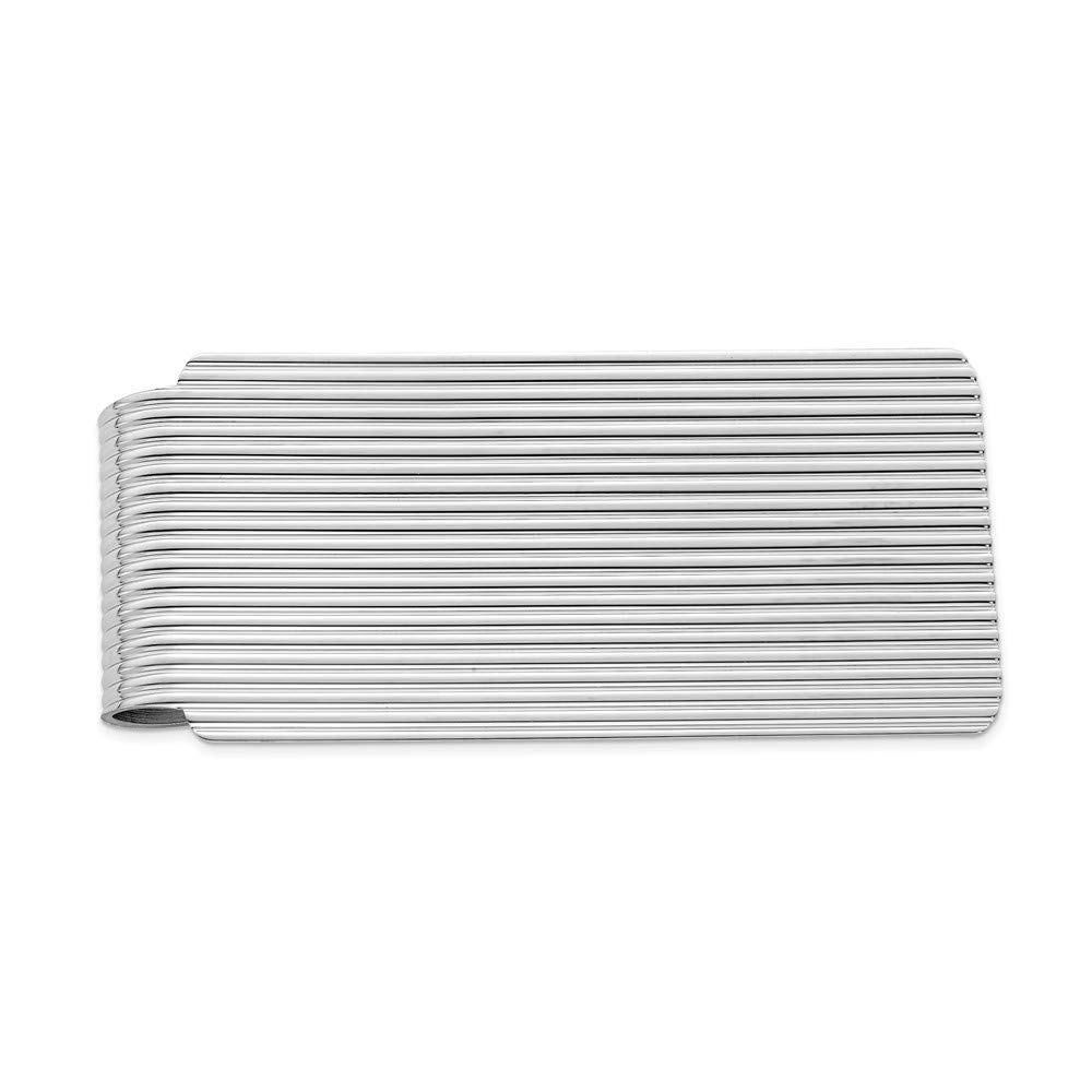 Sterling Silver Rhodium-Plated Money Clip for Men - Slim & Secure Bill Holder for Cash, Credit Cards, ID - Perfect Gift for Graduation, Wedding & Business Professionals