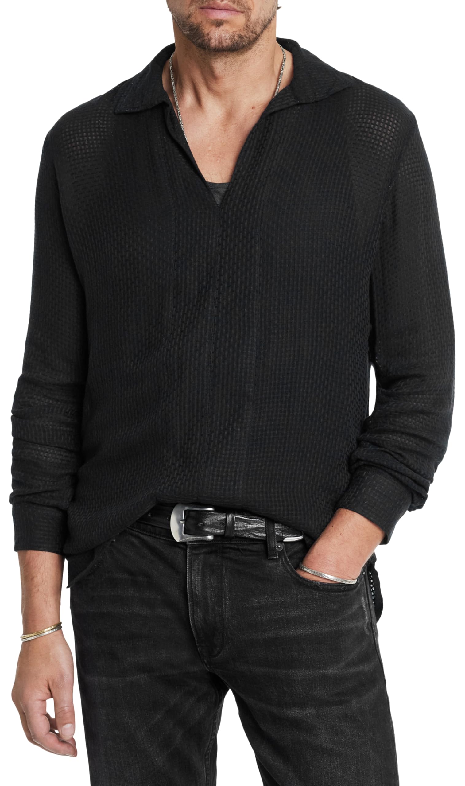 John Varvatos Men's Paul Shirt - Premium Cotton Button-Down Casual Dress Shirt for Business & Date Night | Slim Fit Fashion Top for Work, Parties & Special Occasions