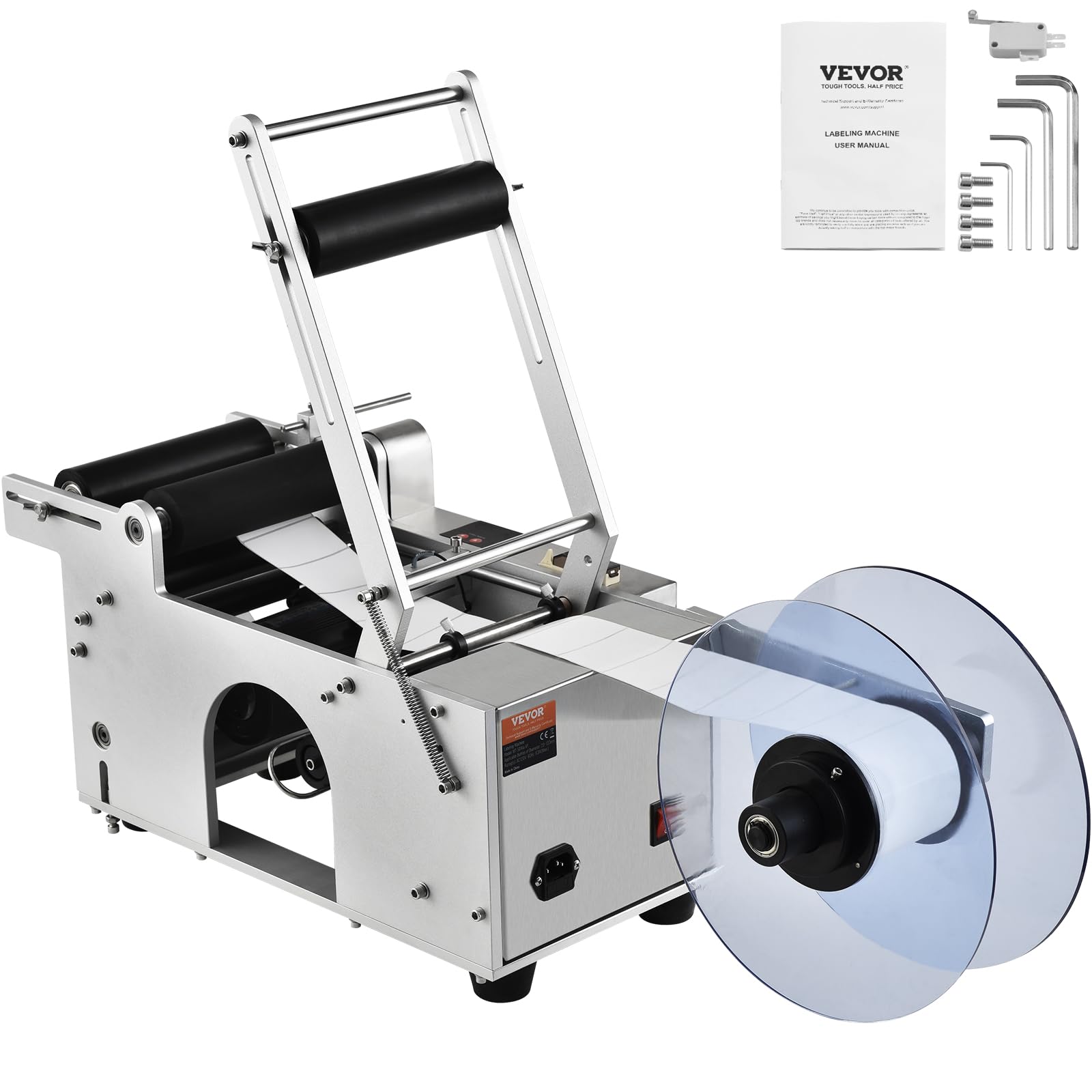 VEVOR Semi-Automatic Round Bottle Labeling Machine - 20-50pcs/min Electric Label Applicator for 0.78-4.72