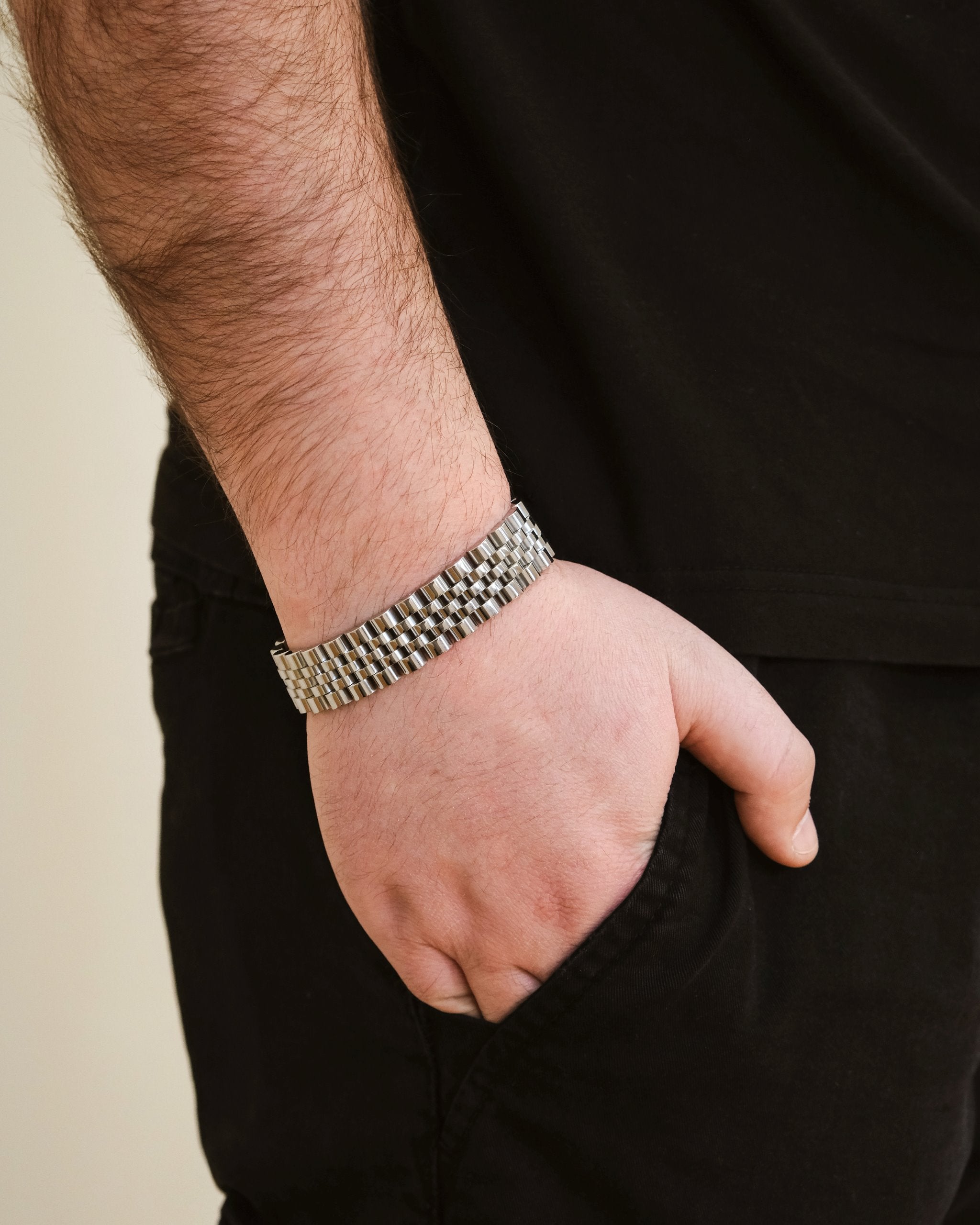 Stylish Men's Watch Band Chain Bracelet - Durable Stainless Steel Adjustable Wristband for Casual & Formal Wear - Perfect for Business, Parties & Everyday Fashion Accessories