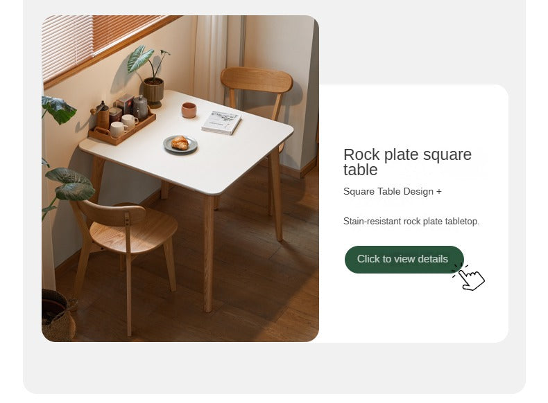 Solid Oak Wood Slanted Leg Square Dining Table - Modern Farmhouse Style for Kitchen, Dining Room & Small Spaces