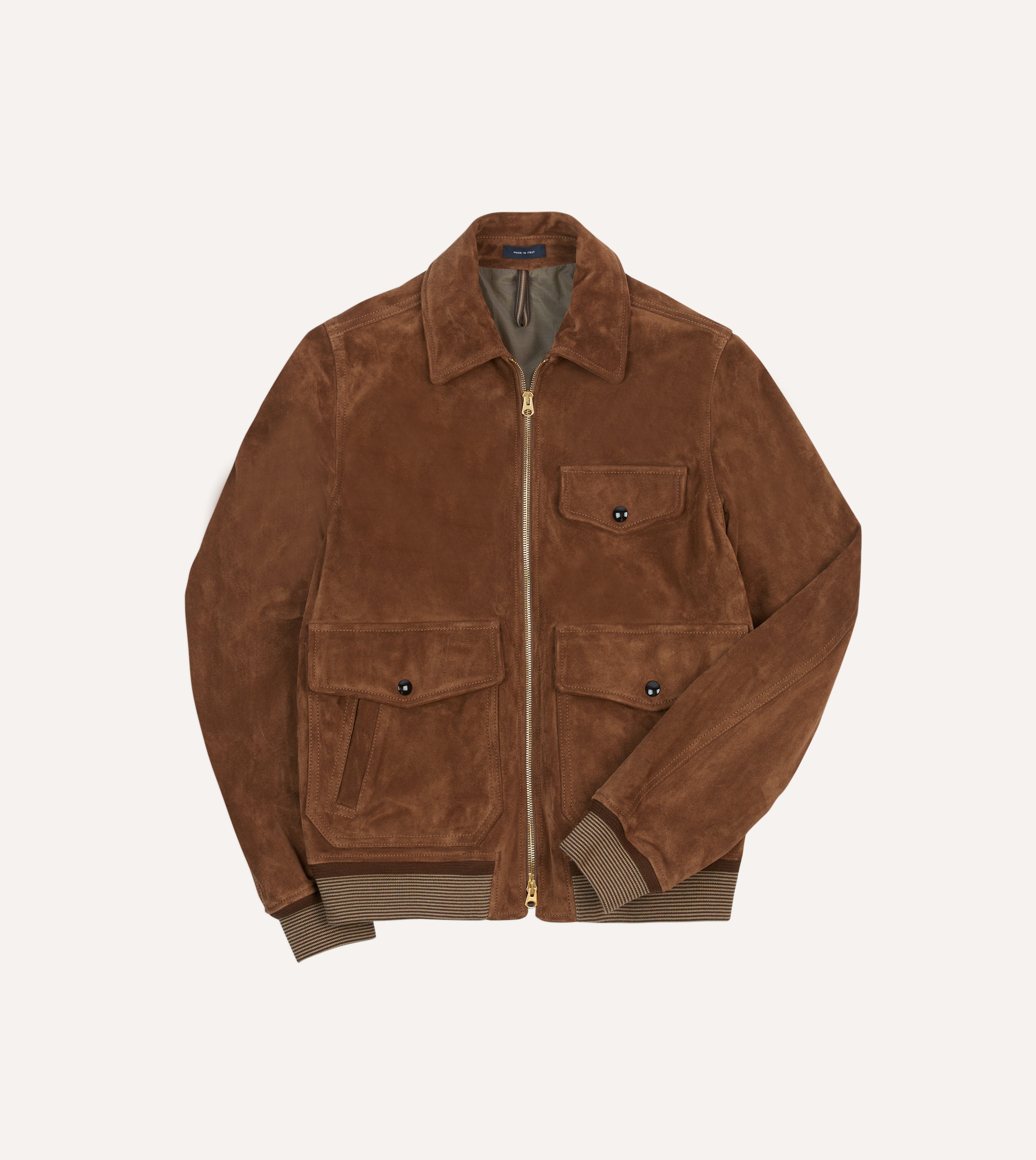 Premium Tobacco Brown Heavyweight Suede A-2 Bomber Jacket for Men - Classic Vintage Leather Flight Jacket for Motorcycle Riding, Outdoor Adventures & Casual Style