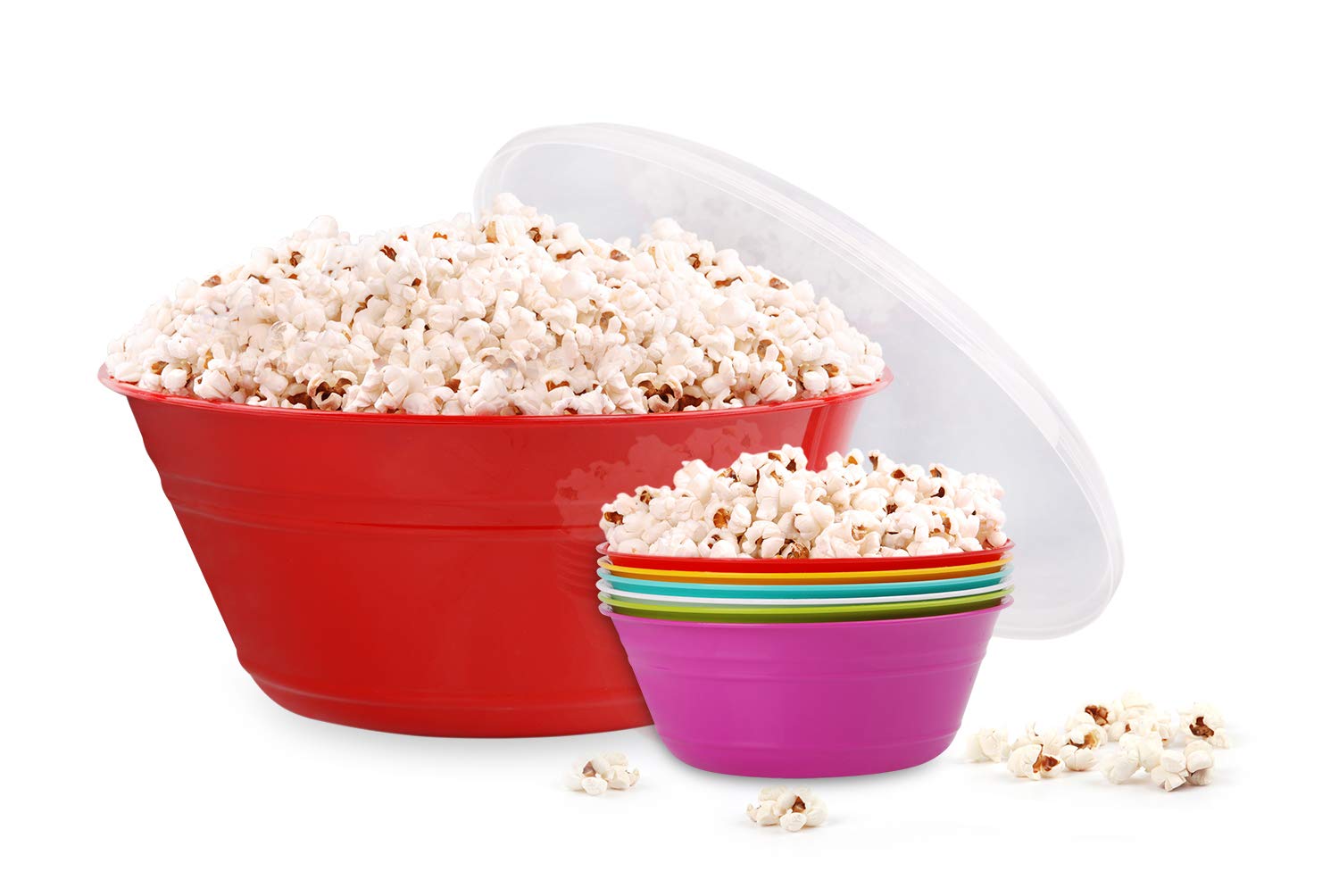 **Mintra Home Snack Bowls Set - 4-Piece Red Popcorn Bowls for Movie Nights, Parties & Snacking - Durable & Stylish Serving Bowls for Chips, Nuts & Candy**