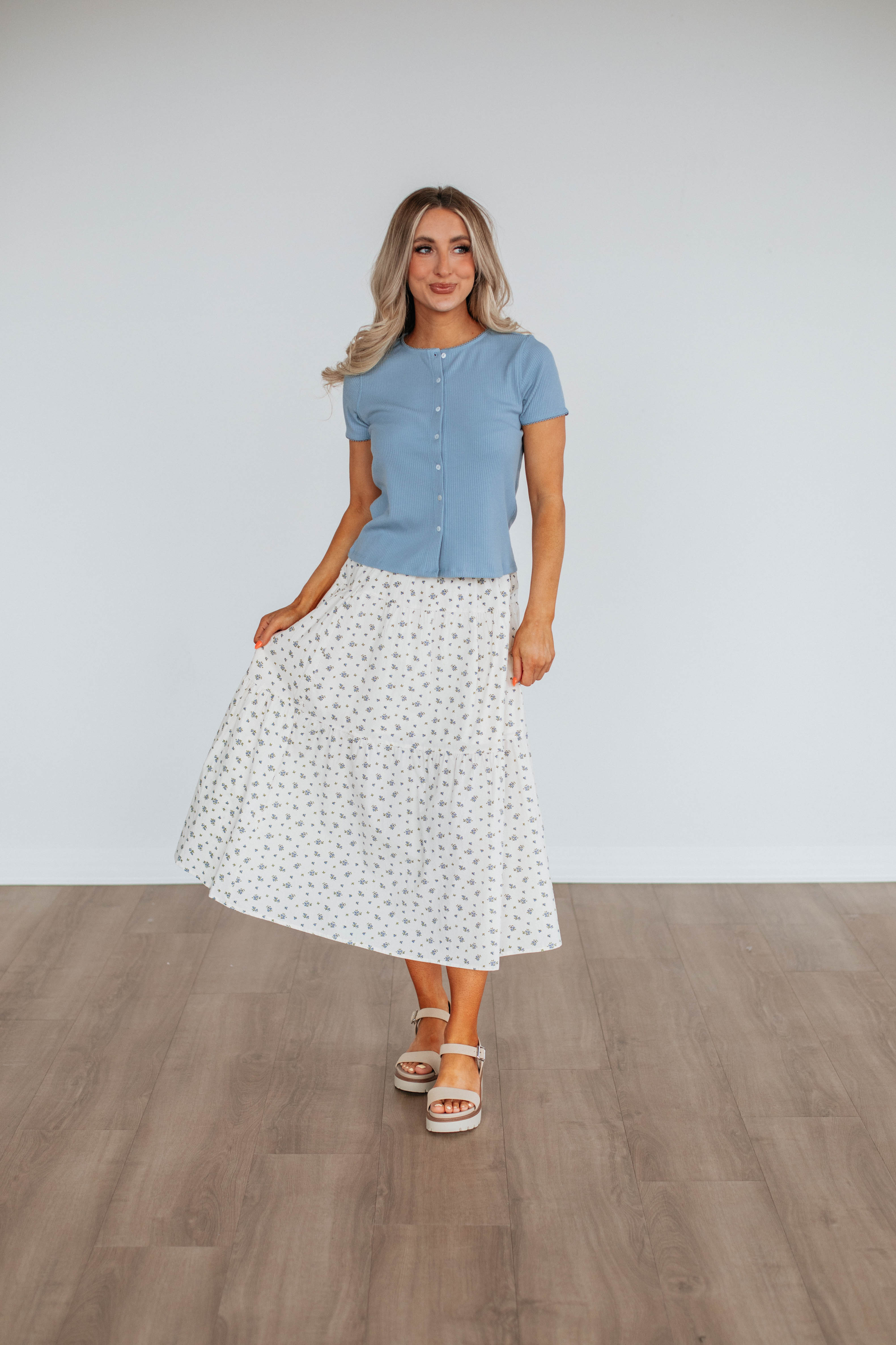 Cartana Floral Skirt for Women - A-Line Midi Summer Skirt with Pockets | Perfect for Beach, Vacation & Casual Outfits