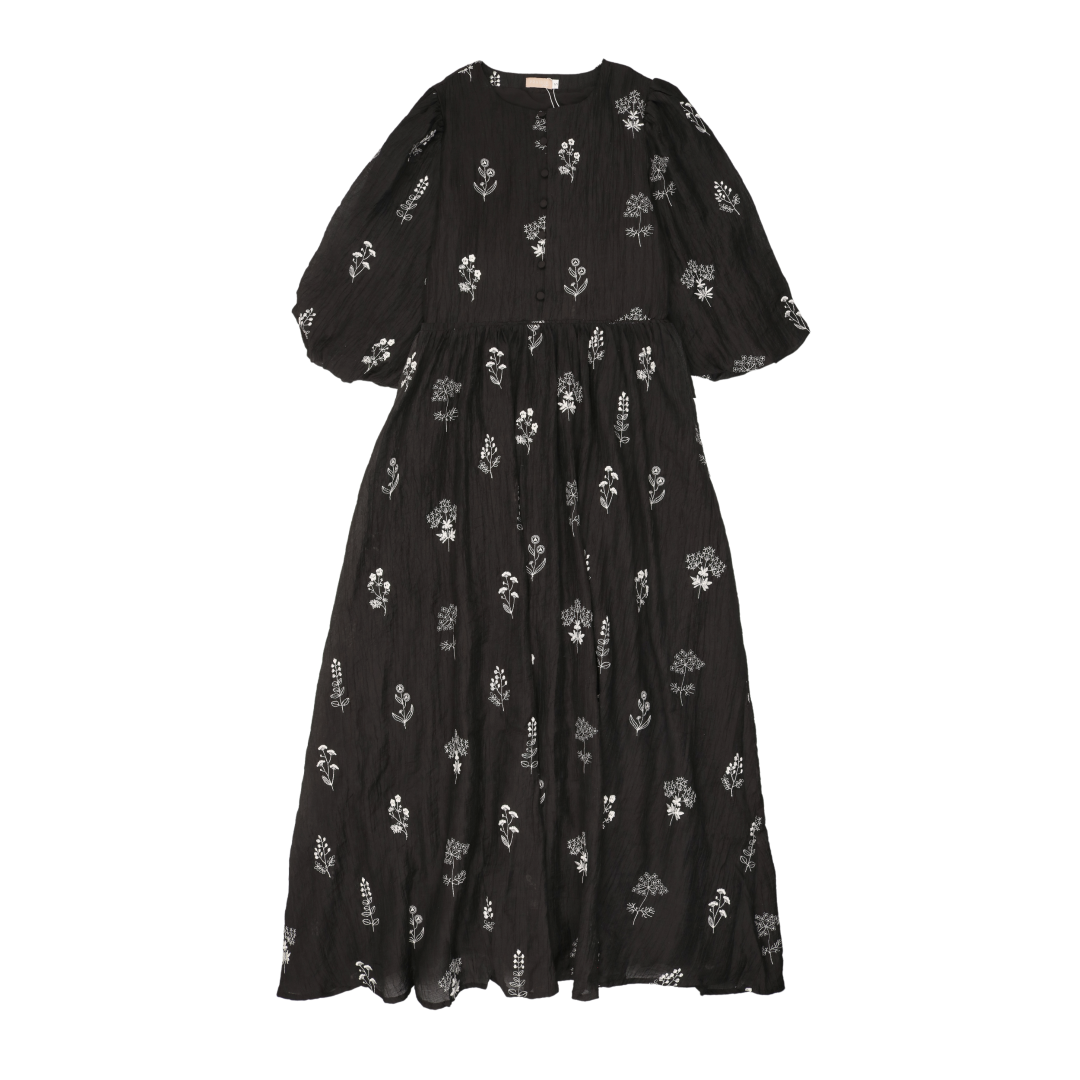 Prairie Morgan Dress Black | Vintage-Inspired Floral Maxi Dress for Women | Perfect for Boho Weddings, Summer Festivals & Casual Outings