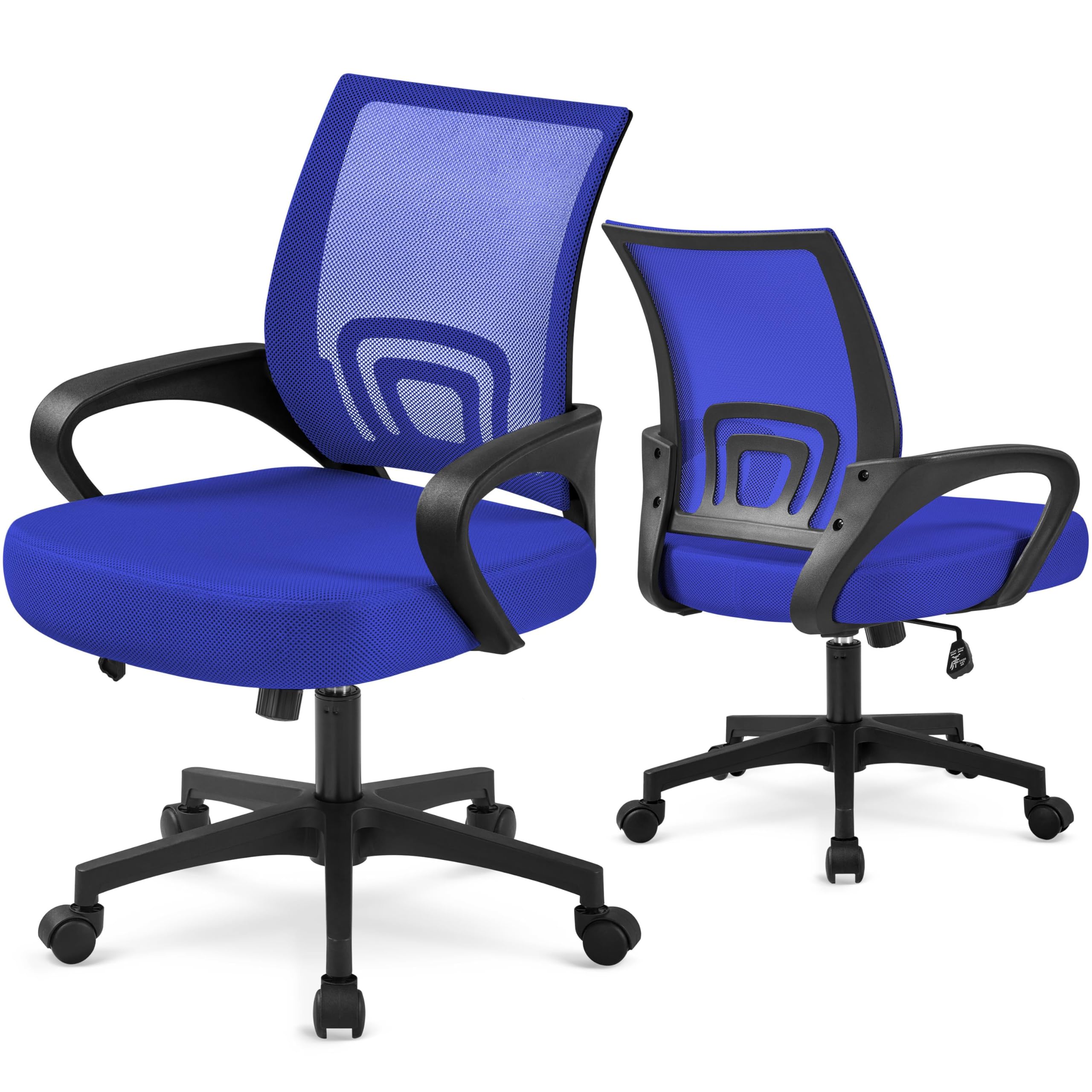 Topeakmart 2-Pack Ergonomic Office Chair with Mesh Back & Arms - Adjustable Executive Desk Chair for Back Pain Relief - Perfect for Home Office, Gaming & Workspace (Blue)