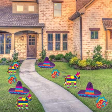 VictoryStore Fiesta Party Supplies - 20 Stakes Pathway Decorations for Outdoor Fiesta, Birthday & Garden Parties | Durable Party Pathway Markers