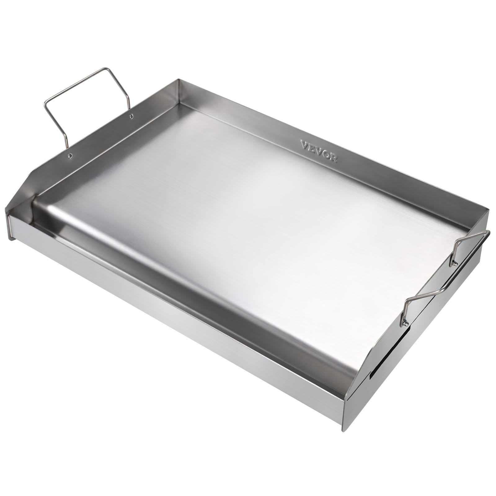 VEVOR 23x16 Inch Stainless Steel Griddle Plate with 2 Handles & Oil Groove - Flat Top Grill for BBQ, Gas & Charcoal Grills - Perfect for Home Kitchen, Outdoor Cooking, Camping & Backyard Parties