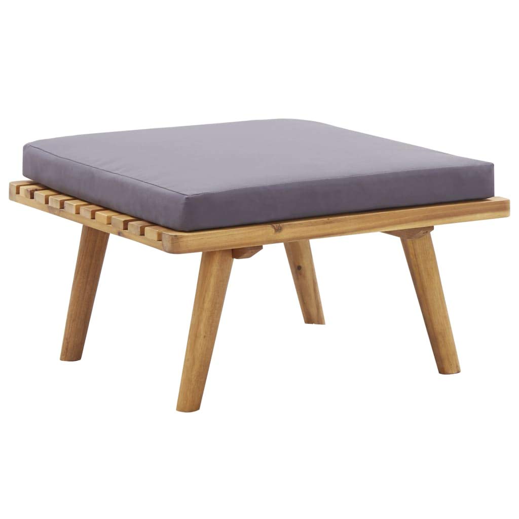 Modern Outdoor Wooden Ottoman - All-Weather Acacia Wood Footstool & Coffee Table with Cushion (23.6x23.6x11.4 Inch) - Perfect for Patio, Garden, Deck & Living Room Decor