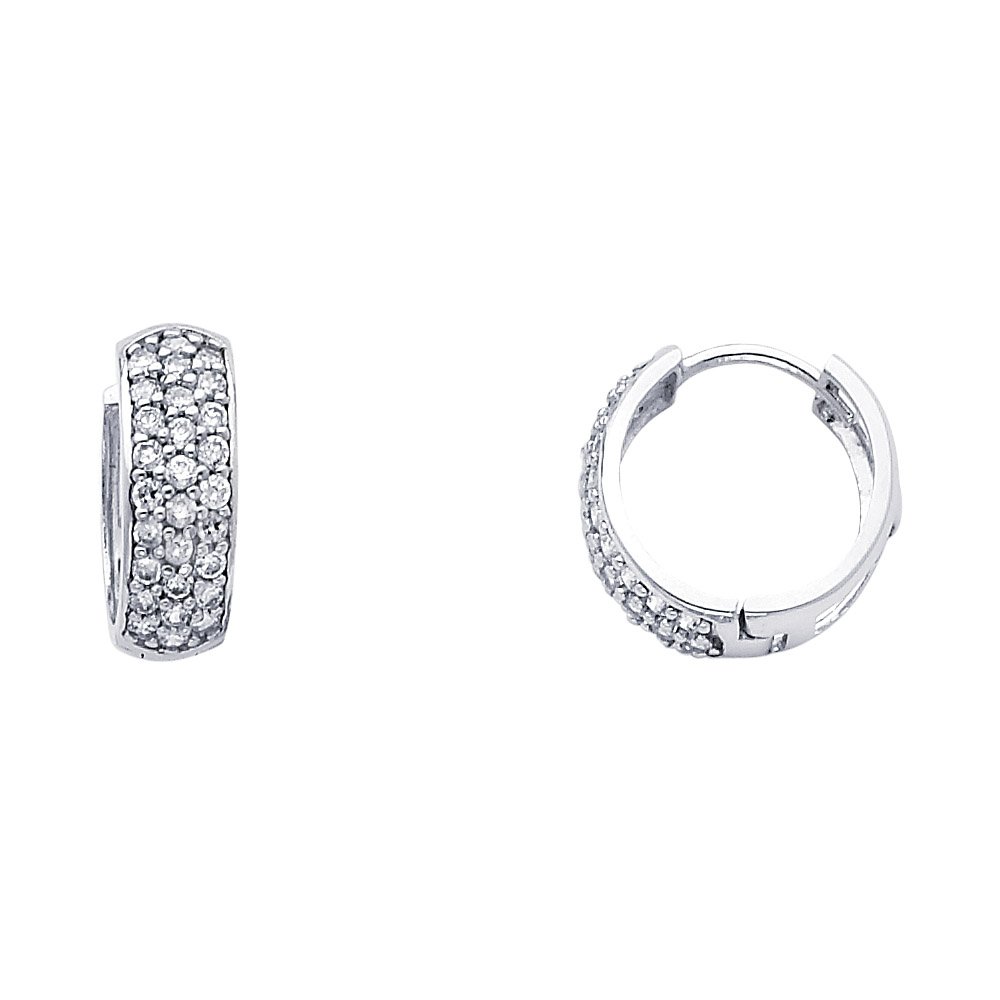 14K Yellow Gold Cubic Zirconia Huggie Hoop Earrings for Women - Endless Hoop Design, Hypoallergenic & Tarnish-Free - Perfect for Everyday Wear, Parties & Gifts