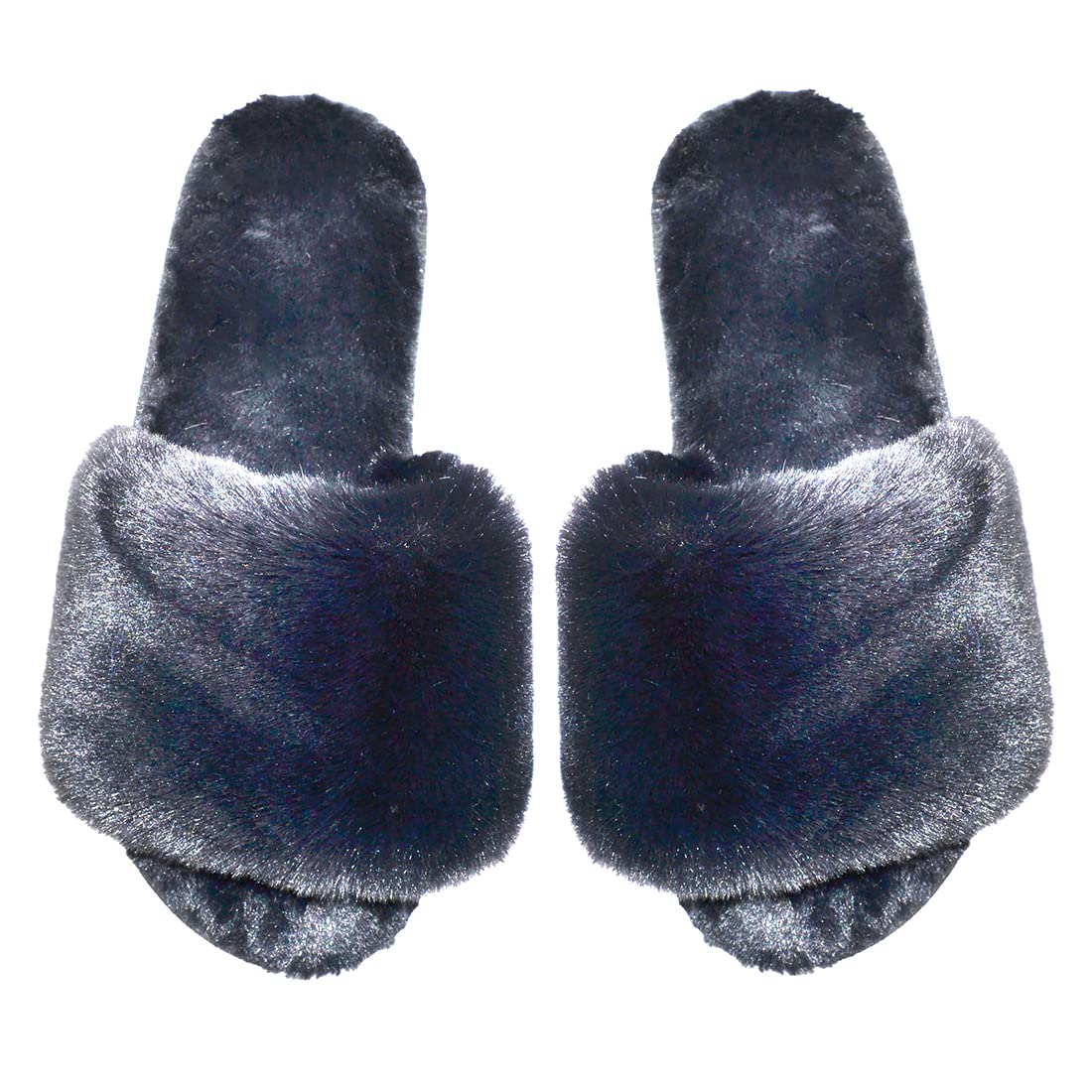 Millffy Women's Fluffy Faux Wool Fuzzy Slippers - Open Toe Soft Fur House Shoes for Women - Cozy Indoor/Outdoor Lounge Slippers for Home, Spa & Relaxation