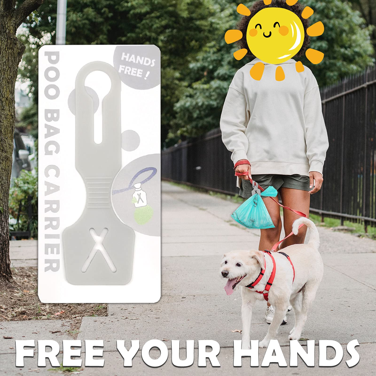 Premium Silicone Dog Poop Bag Holder for Leash - Hands-Free Waste Carrier with Secure Clip (Frosty Gray, 1 Pack) - Ideal for Walking, Hiking & Outdoor Adventures with Your Pet