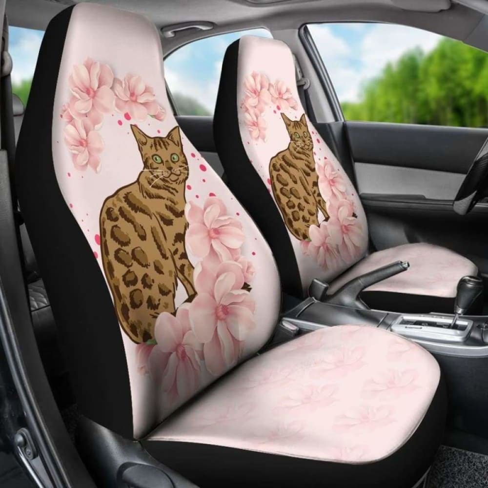 Premium Bengal Print Car Seat Covers Set of 2 - Waterproof & Universal Fit for Cars, SUVs, Trucks - Stylish Protection for Pets, Kids & Daily Commute