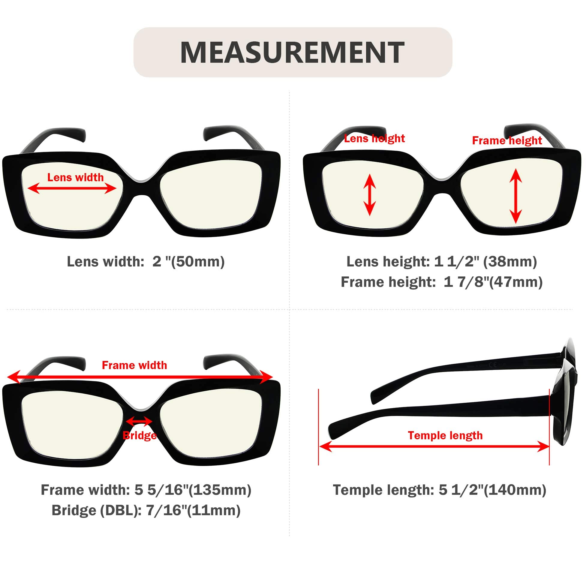 Blue Light Blocking Reading Glasses for Women - Square Computer Readers +2.00 Strength, Anti-Glare & UV Protection for Digital Eye Strain Relief | Perfect for Office Work, Screen Time & Reading eBooks