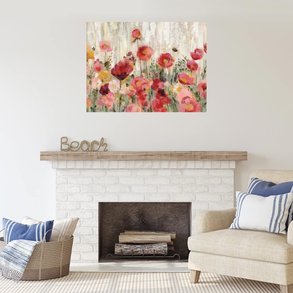 Silvia Vassileva Floral Fine Art Canvas Wall Decor - Hand-Painted Sprinkled Flowers Painting - 32x24 Inches Ready to Hang - Perfect for Living Room, Bedroom, Office & Dining Room Decor
