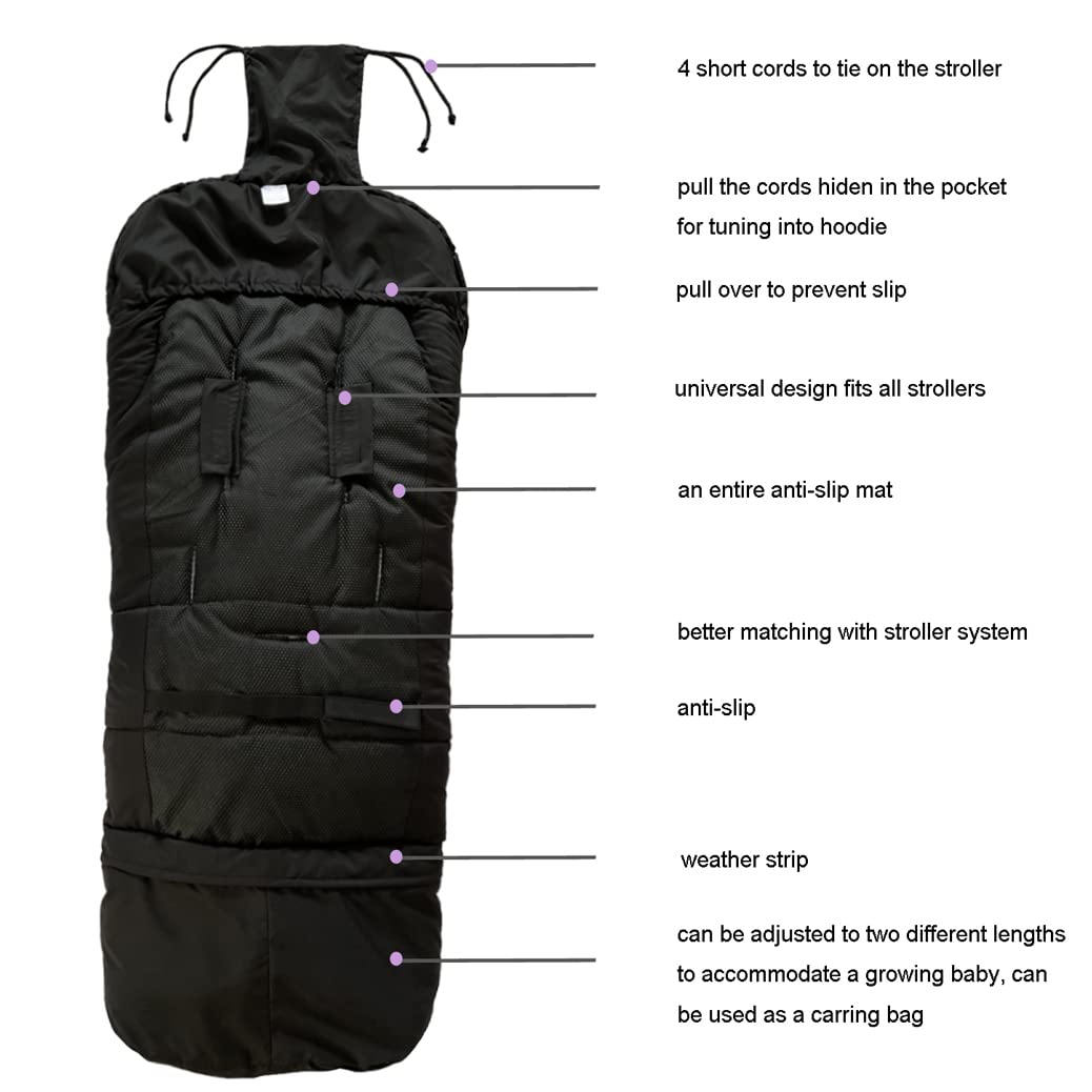0-5T Adjustable Waterproof Stroller Winter Cover - Universal Fit for All Strollers, XL Stroller Bunting Bag for Infants to Preschoolers - Perfect for Outdoor Winter Walks, Shopping & Travel