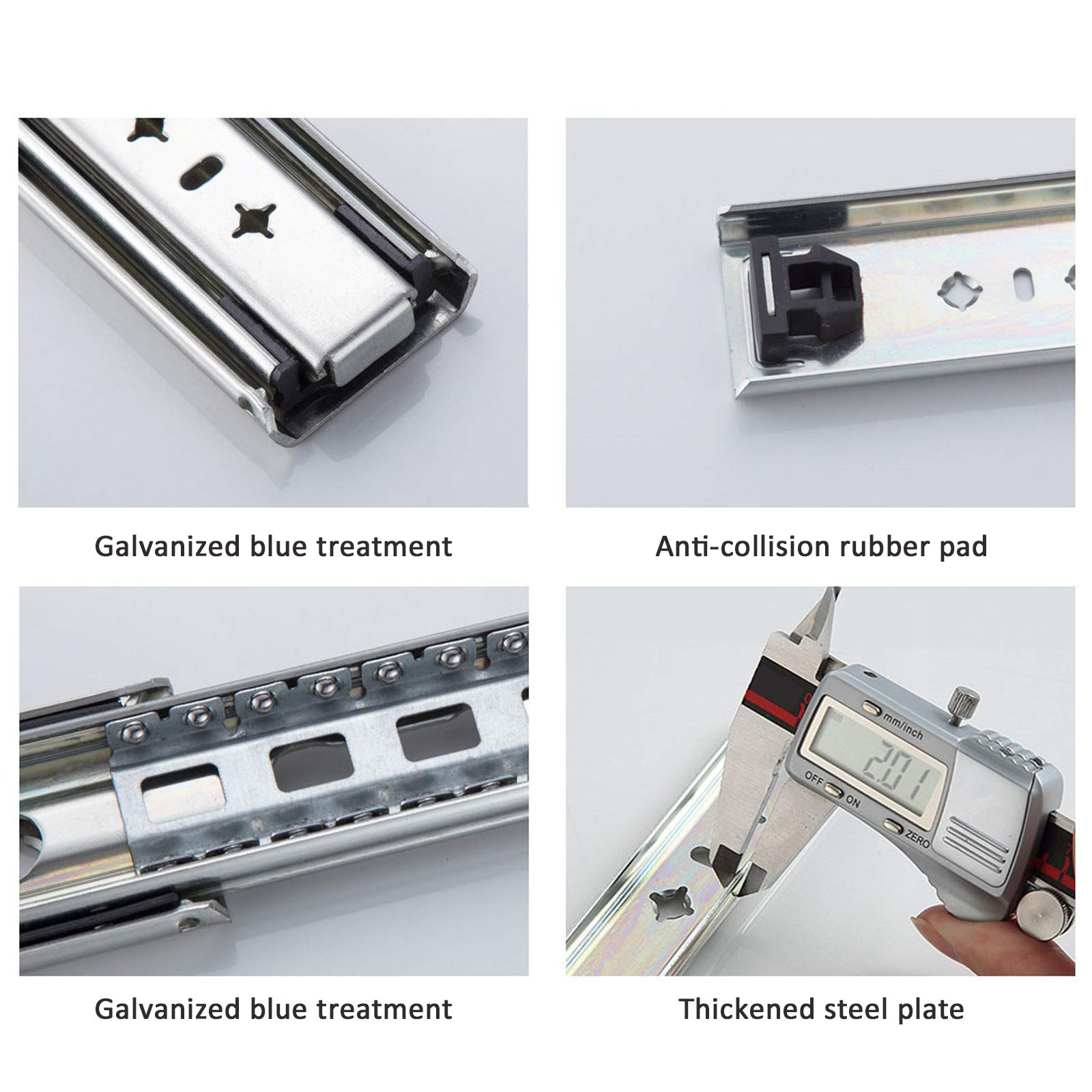 1 Pair Heavy Duty Ball Bearing Drawer Slides - 3-Section Full Extension Side Mount Runners with 120kg Load Capacity (44in/1100mm) - Perfect for Toolboxes, Industrial Cabinets, Vehicle Storage & Stair Shoe Organizers