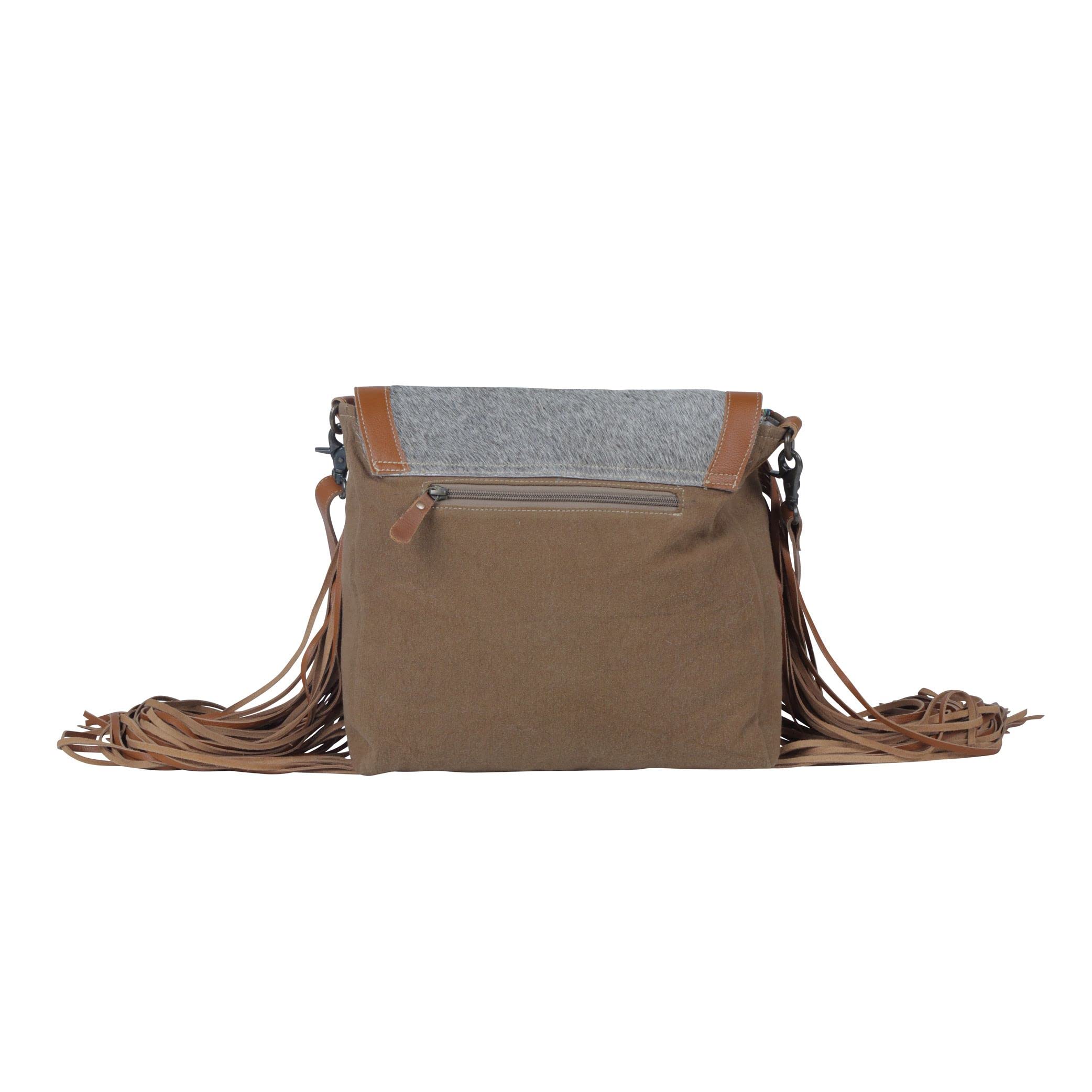 Myra Bag Western Leather Shoulder Bag for Women - Upcycled Canvas Crossbody Purse with Adjustable Strap | Perfect for Casual Outings, Travel & Everyday Use