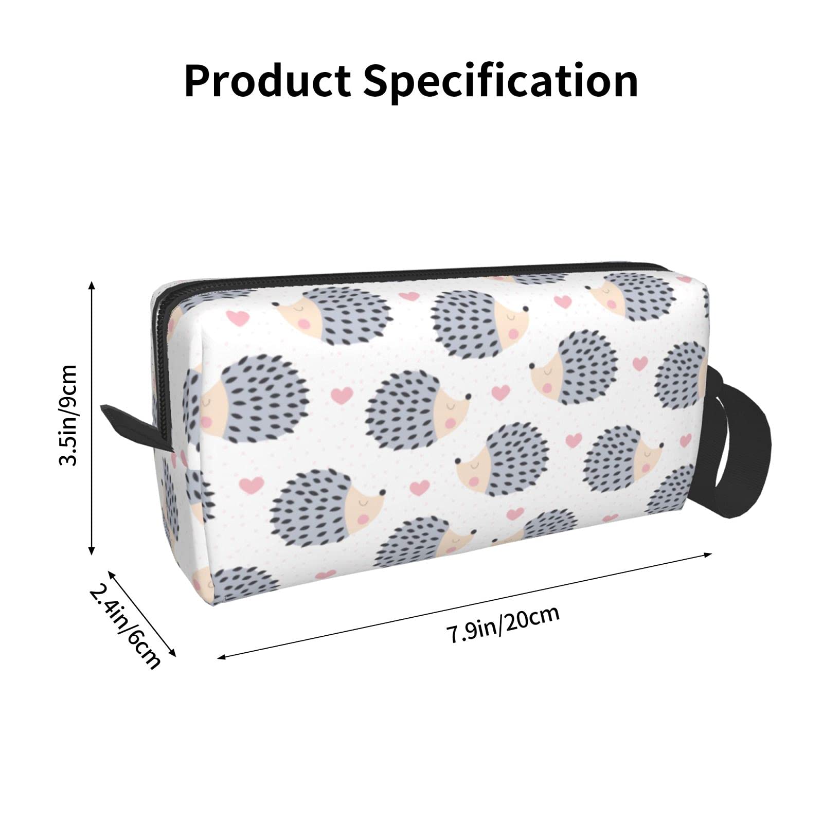 Adorable Hedgehog Print Makeup Bag - Cute Travel Cosmetic Organizer for Women | Perfect for Travel, Gym & Daily Essentials Storage