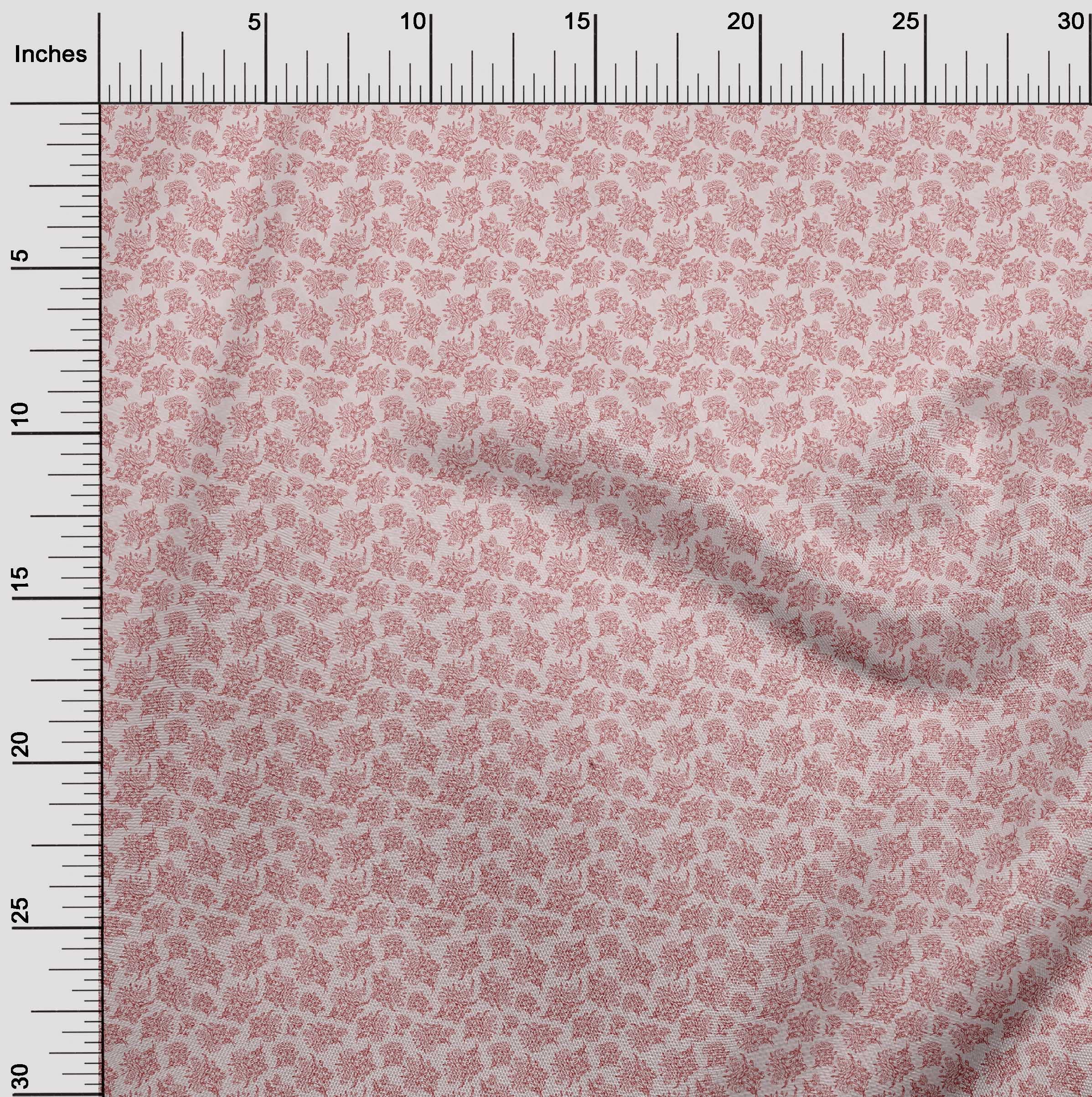 Premium 100% Cotton Poplin Twill Fabric - Dusty Pink Toile Print Dress Material (56