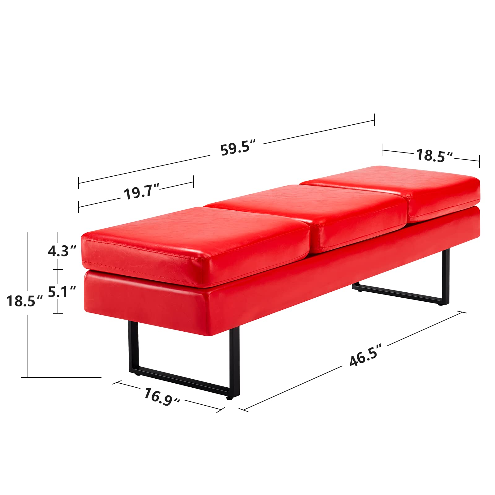 OmySalon Heavy Duty Waiting Room Bench - 59.5