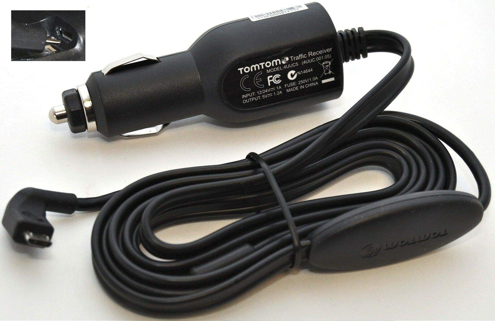 TomTom Start 25TM Micro-USB LT Traffic Receiver Car Charger - Compatible with VIA 110, 120, 1405, 1415, 1505, 1515, 1535, 1605, 1625 GPS Devices - Perfect for Road Trips & Real-Time Traffic Updates