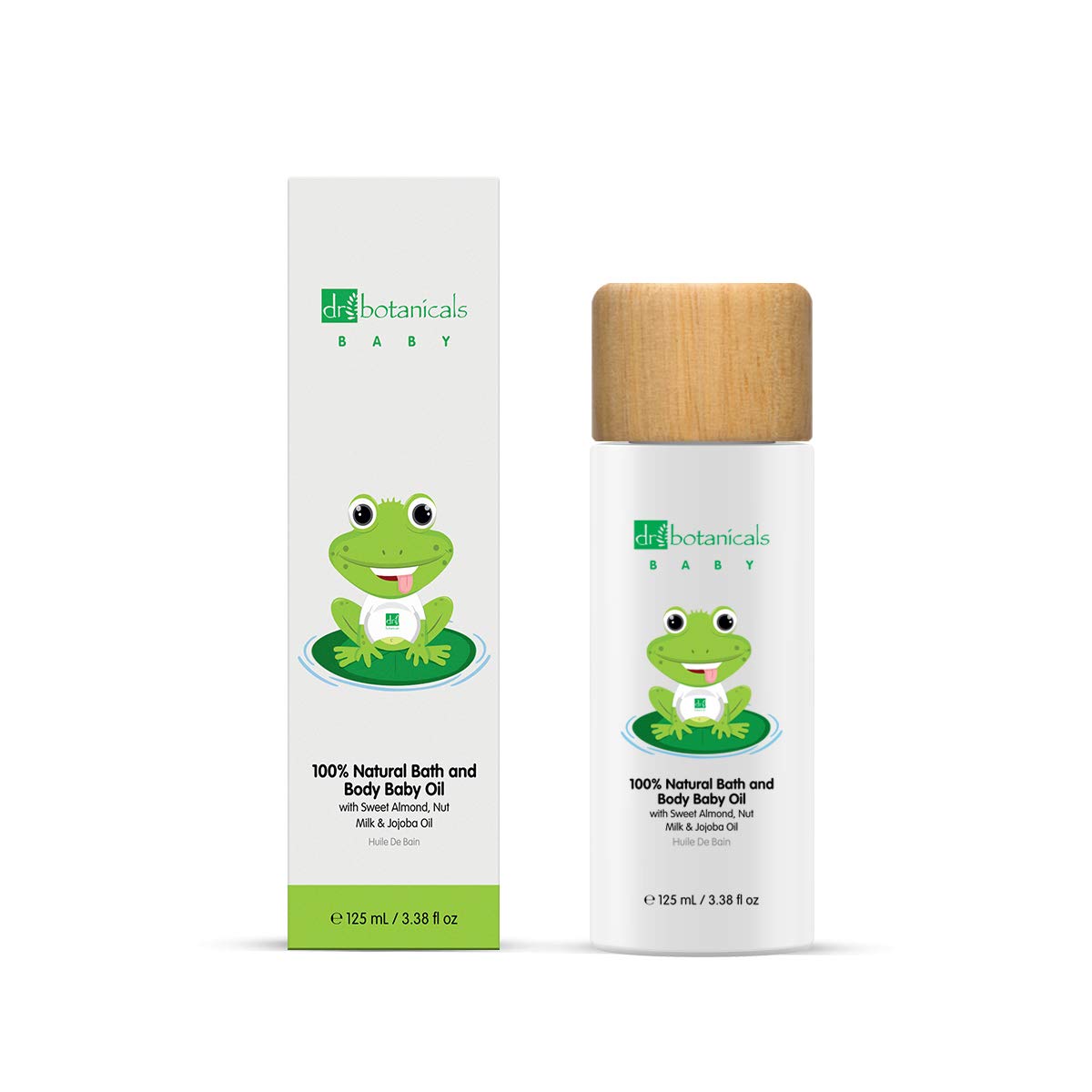 Dr. Botanicals 100% Natural Bath & Baby Body Oil - Sweet Almond, Nut Milk & Jojoba Oil, 3.38 Fl Oz | Hydrating & Soothing for Sensitive Skin, Perfect for Baby Massage & Post-Bath Moisturizing