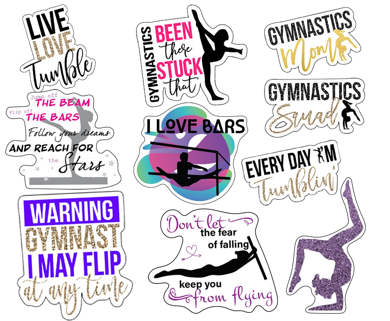 Gymnastics Stickers for Girls - Waterproof Vinyl Decals for Laptop, Water Bottle & More | Perfect Gymnastics Gifts for Athletes | Ideal for Sports Gear, School Supplies & Party Favors