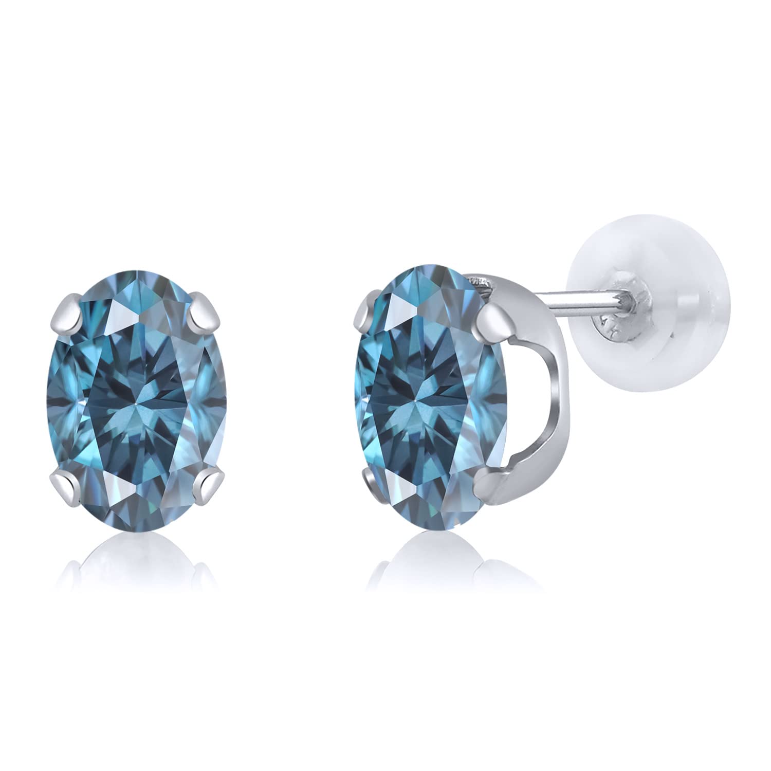 14K Yellow or White Gold 8X6MM Oval Birthstone Stud Earrings for Women & Men | Gemstone Jewelry Gift for Anniversary, Birthday & Special Occasions
