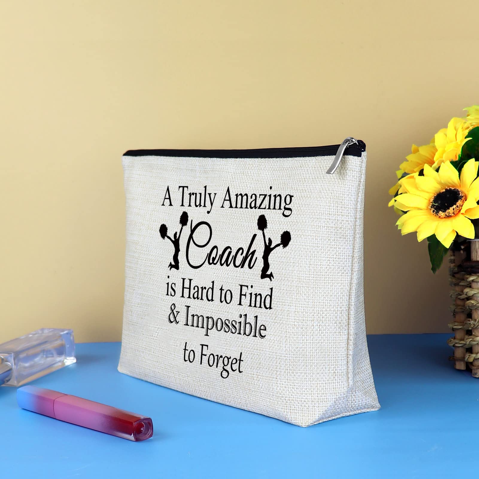 Coach Sports Mom Gift - Cheer Mom Present Makeup Bag | Appreciation Gift for Baseball, Basketball, Football, Soccer & Tennis Coaches | Cosmetic Bag for Mother's Day, Birthday & Travel Toiletries Pouch | Perfect for Gym, Sideline & Team Events