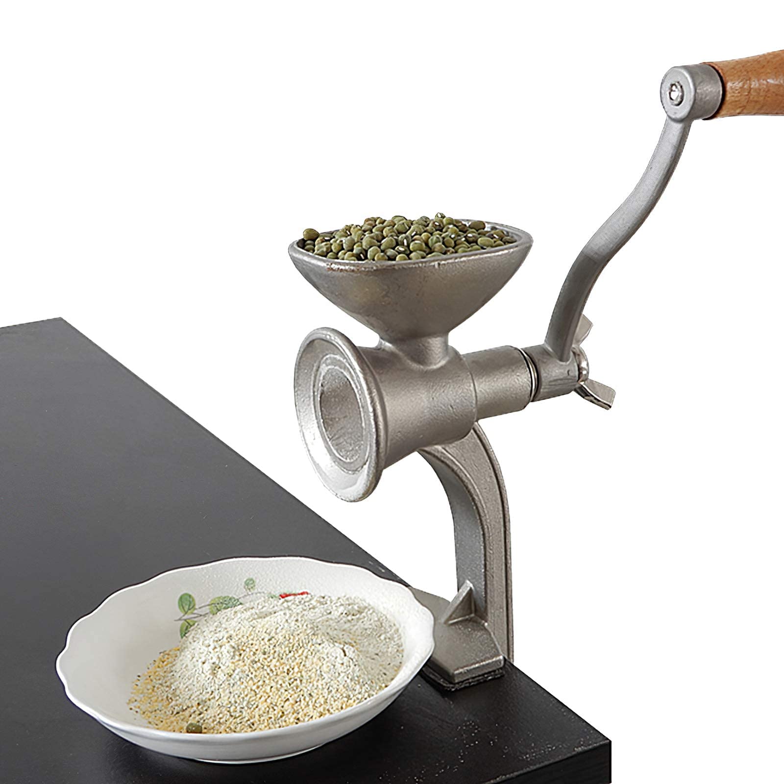 Premium Manual Coffee Grinder - Stainless Steel Hand Crank Grain Mill for Corn, Nuts, Wheat & Rice - Portable Table Clamp Bean Grinder with Wooden Handle - Perfect for Camping, Home Brewing & Off-Grid Living
