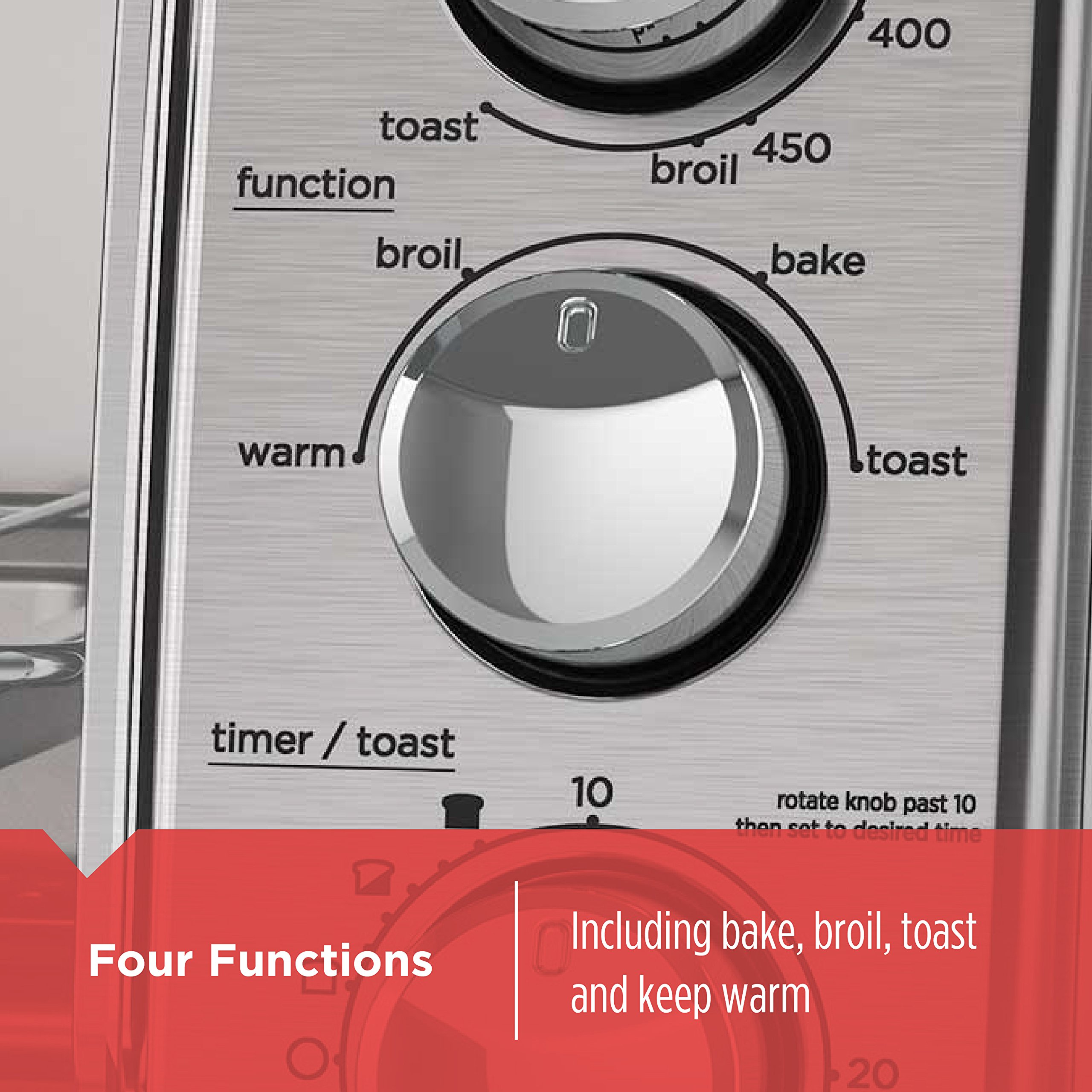 BLACK+DECKER 4-Slice Toaster Oven with Even Toast Technology - Bake, Broil, Toast & Keep Warm Functions - Removable Crumb Tray & Timer - Perfect for Breakfast, Snacks & Small Meals (Model TO1745SSG-1A)