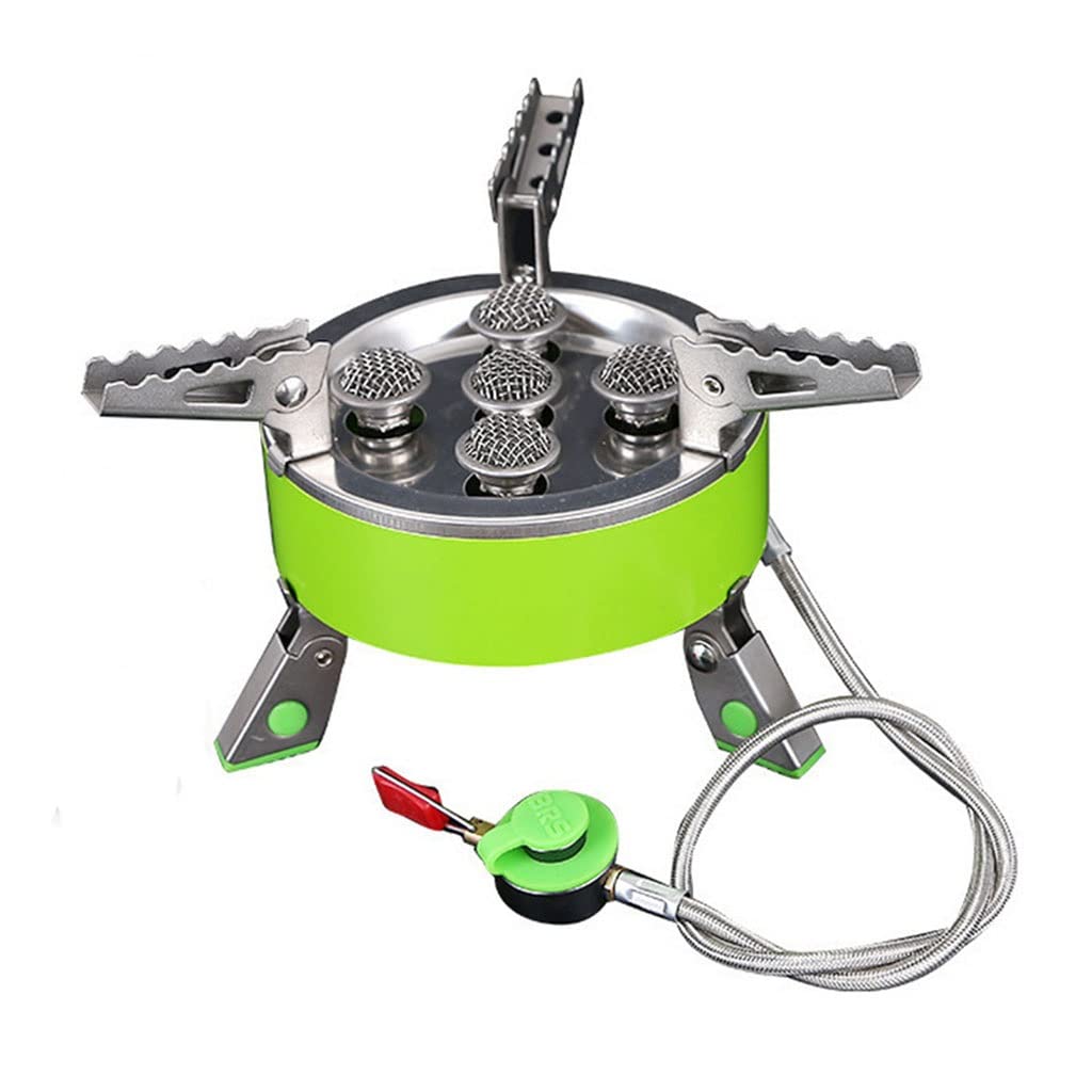 **Portable Outdoor Gas Stove - Windproof Camping Stove Table with Storage Bag for Hiking, Picnics & Backpacking (22cm x 12cm, Green) - Compact Folding Design for Easy Travel & Storage**
