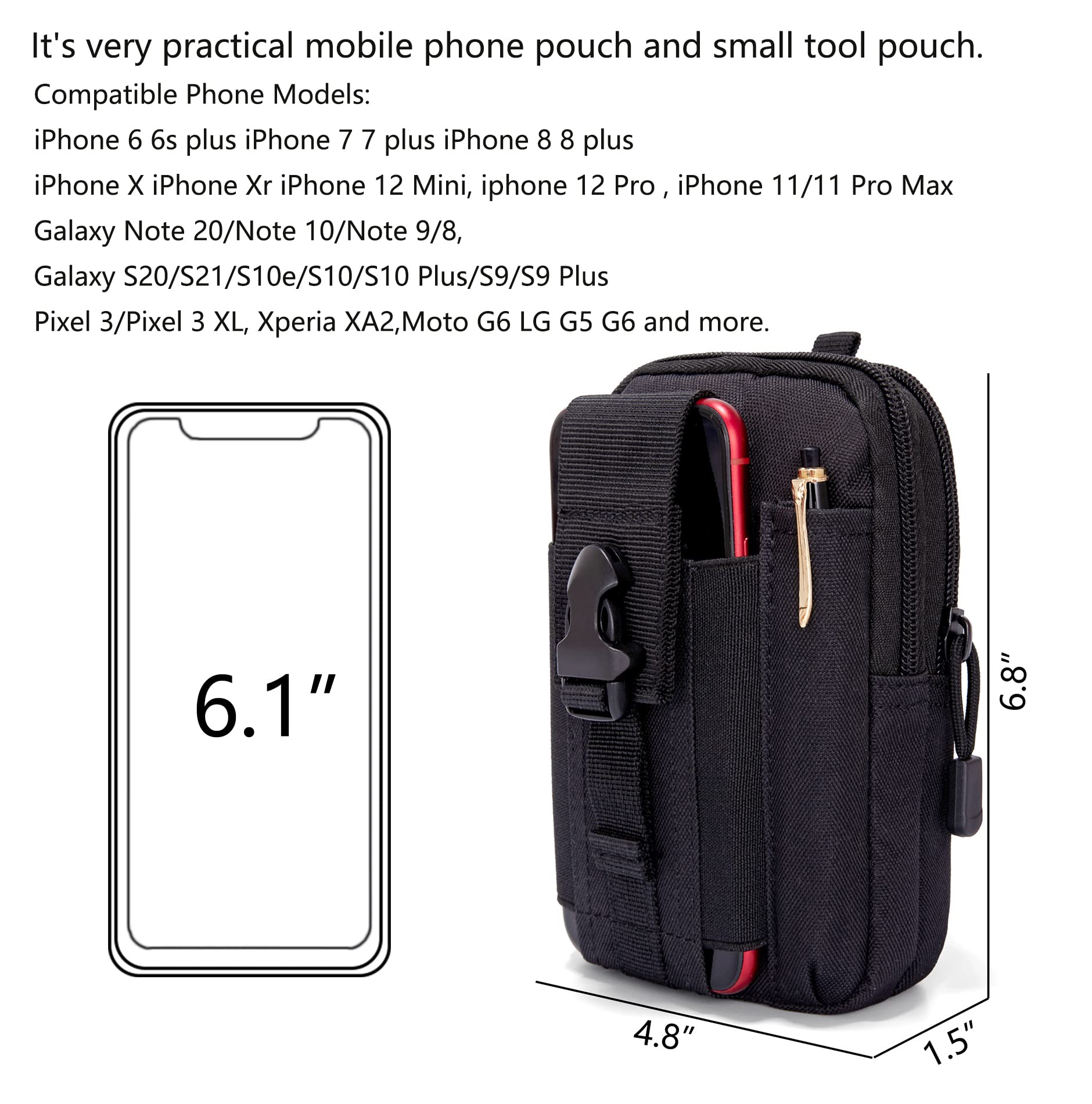 Tactical EDC Pouch - Military Molle Utility Belt Bag for Outdoor Sports | Waist Pack Phone Holster & Gadget Pouch | Perfect for Hiking, Camping & Tactical Gear Organization