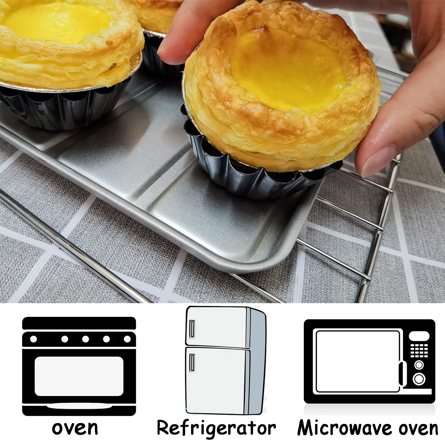 12PCS Mini Carbon Steel Non-Stick Egg Tart Molds - 3 Inch Tart Pans for Baking Perfect Egg Tarts, Custard Tarts & Mini Pies - Ideal for Home Baking, Pastry Shops & Dessert Making