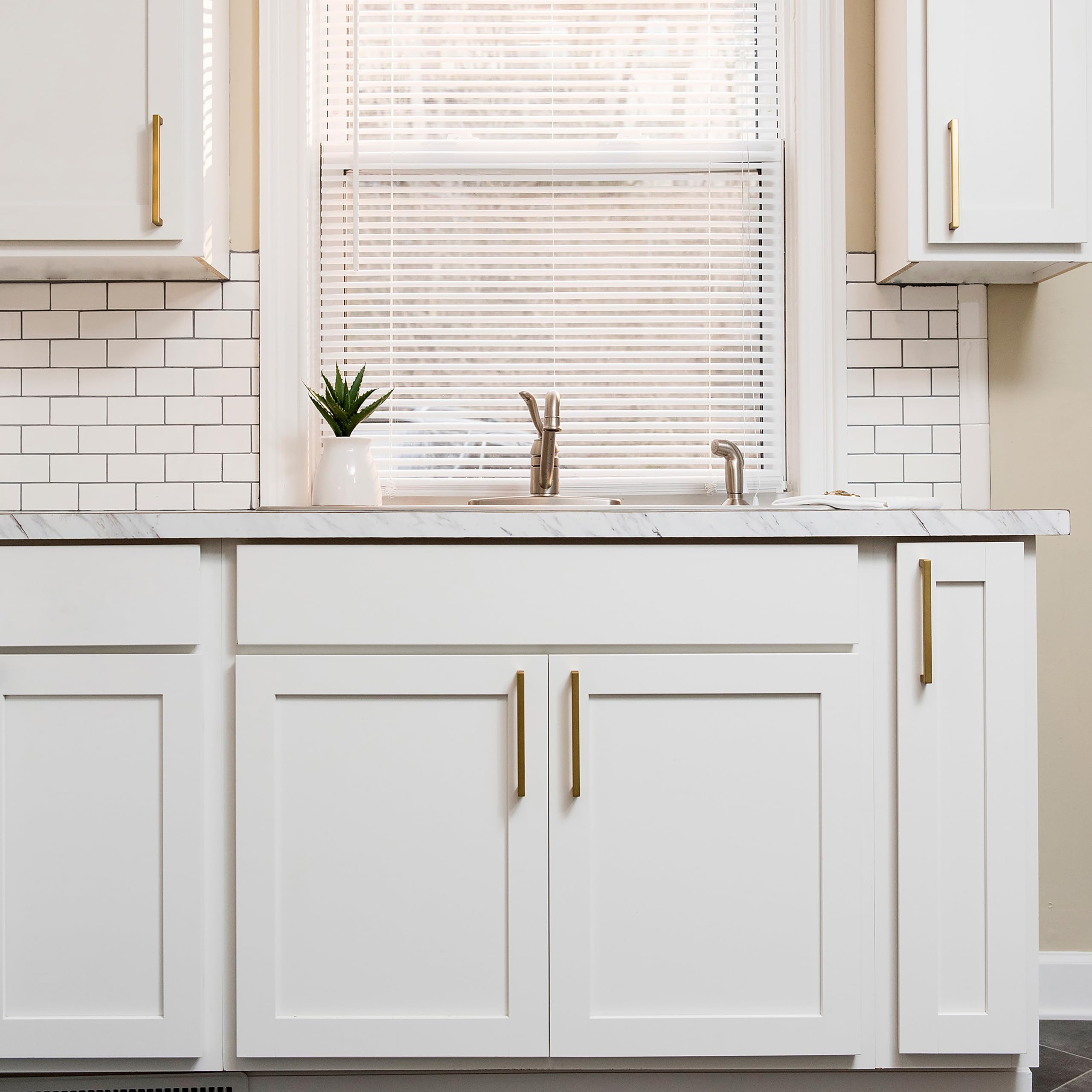 Hickory Hardware 1 Pack Solid Core Kitchen Cabinet Pulls - Luxury Brushed Golden Brass Cabinet Handles for Doors & Dresser Drawers (12 Inch Hole Center, Skylight Collection) - Perfect for Modern Kitchens, Bathrooms & Furniture Upgrades