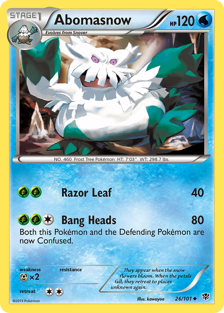 Abomasnow Pokemon Card (26/101) - Black & White Plasma Blast Holo Rare - Collectible Trading Card Game for Players & Fans | Perfect for Battles, Trading & Display