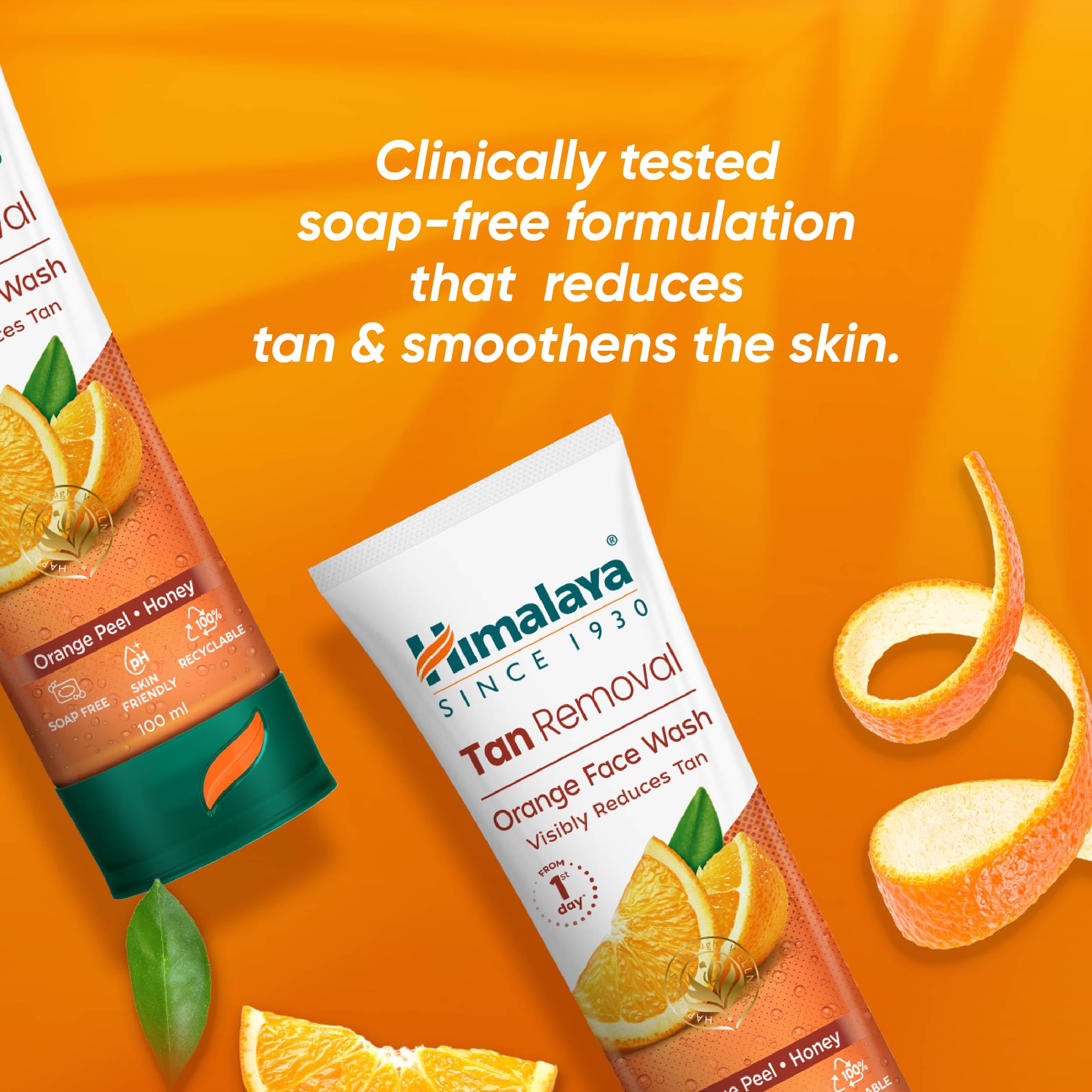 Himalaya Tan Removal Orange Face Wash for Brightening & Glowing Skin - 100ml | Gentle Exfoliating Cleanser for Daily Use, Travel-Friendly Size