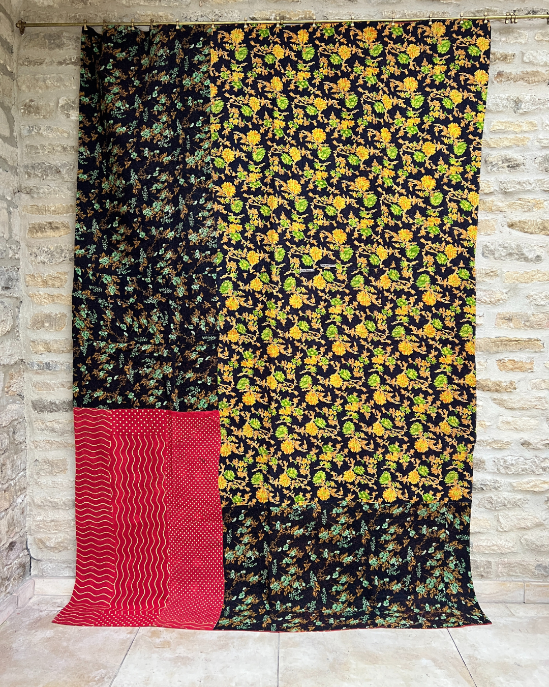 Premium Midweight Kantha Quilt No. 748 - Handmade Cotton Bedspread for Cozy Home Decor | Perfect for Bedroom, Sofa & Guest Room