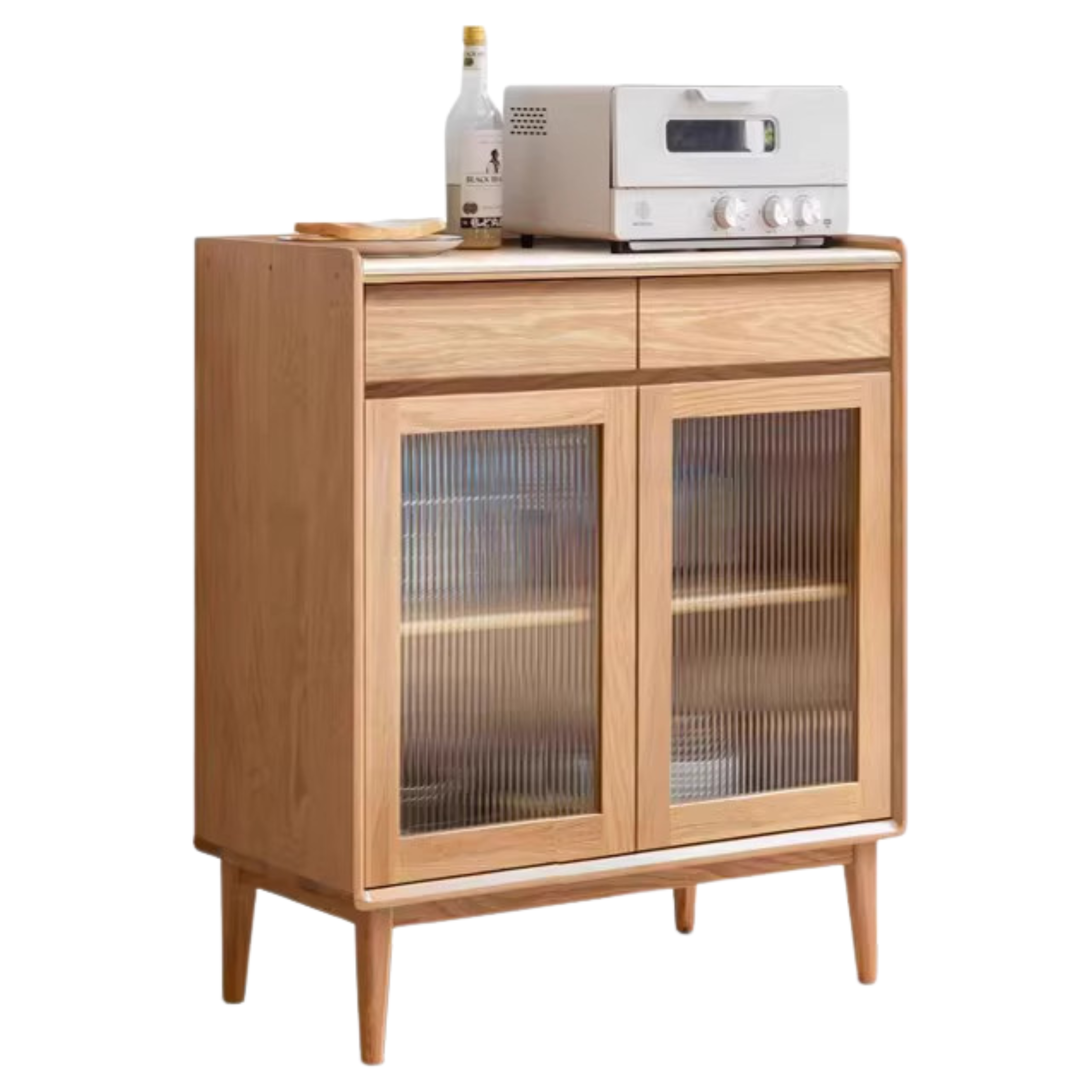 Modern Oak Solid Wood Sideboard - Scandinavian Nordic Style TV Stand, Buffet Cabinet for Living Room, Dining Room & Entryway Storage