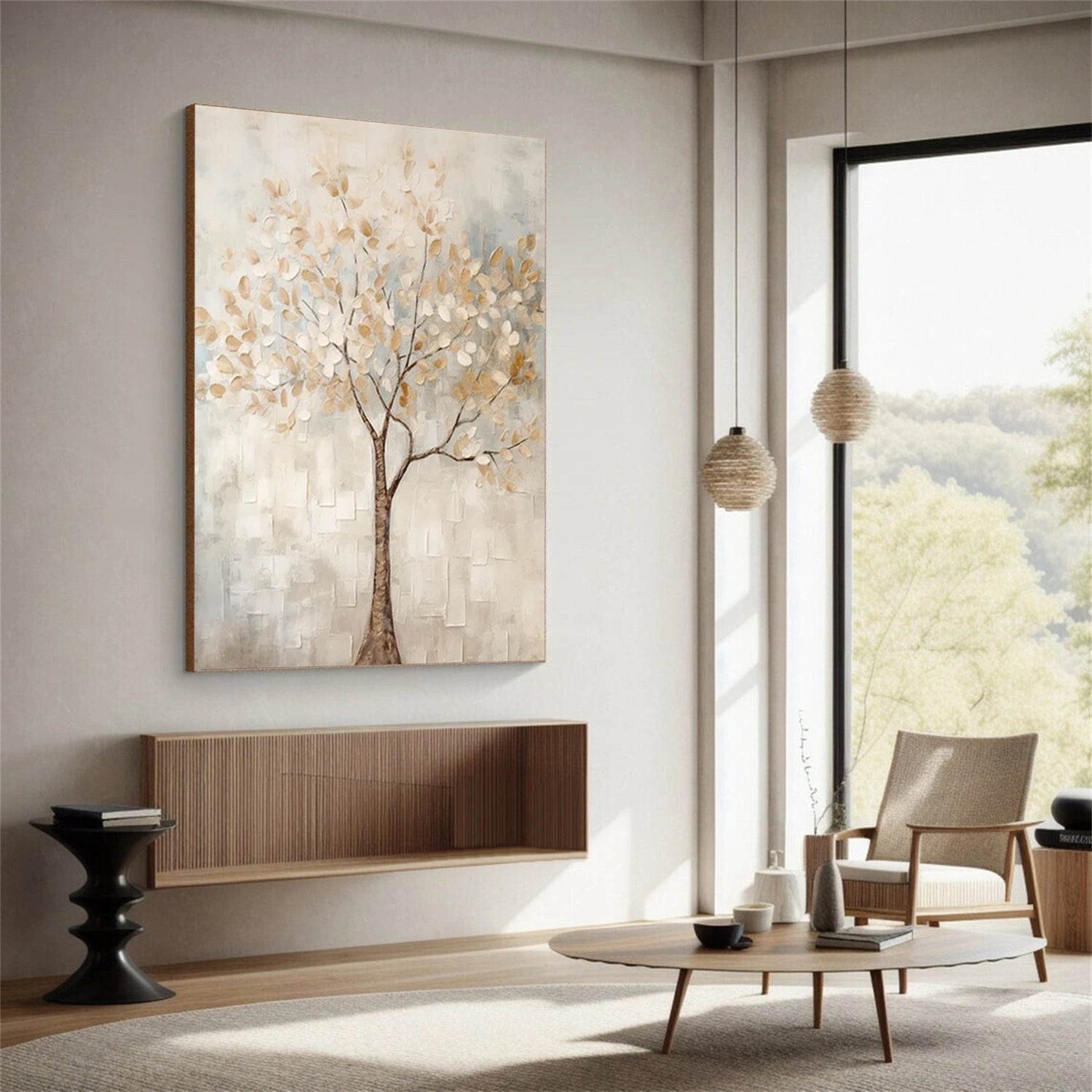 Flower and Tree Painting #FT 208 - Handmade Canvas Wall Art for Home & Office Decor - Perfect for Living Room, Bedroom, or Gift