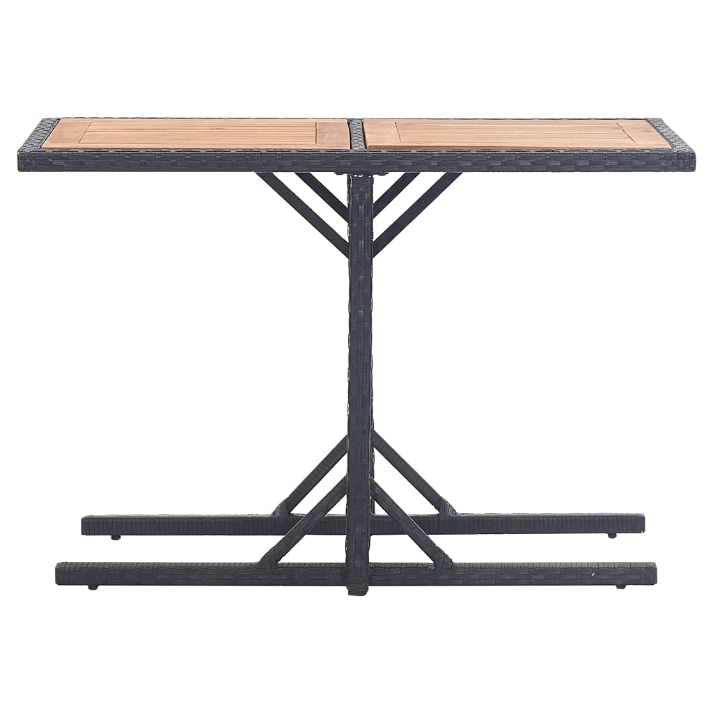 Modern Outdoor Furniture Set - Black Solid Acacia Wood & Poly Rattan Dining Table for Poolside, Porch, Patio, Backyard & Garden | Fast Shipping | Perfect for Outdoor Entertaining & Relaxation