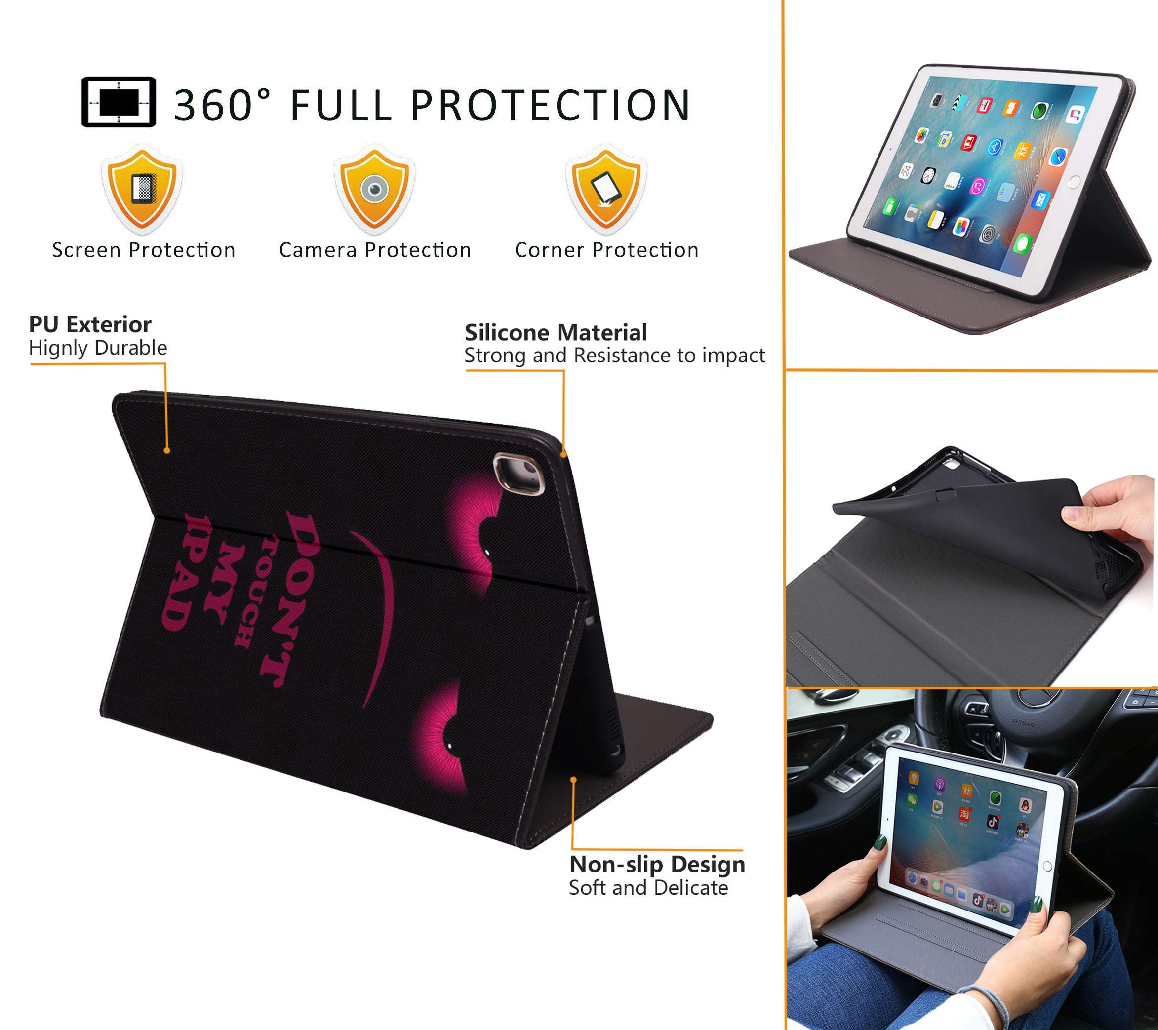 LACOMA iPad 9.7 Case (2018/2017) & iPad Air 1/2 Protective Cover - Shockproof Soft Rubber Back with Auto Wake/Sleep, Adjustable Leather Stand for iPad 6th/5th Generation - Perfect for Work, Travel & Home Use