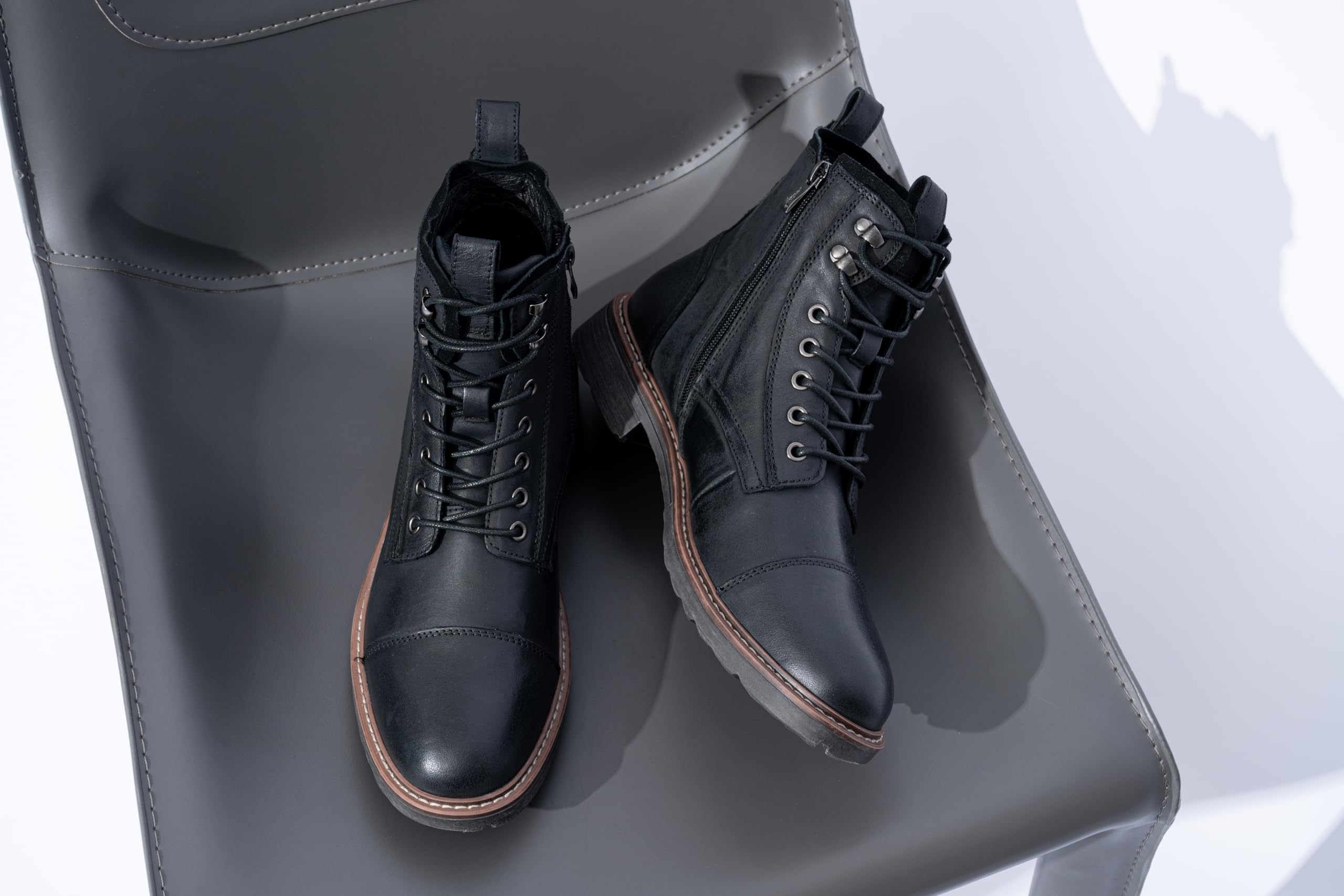 Vostey Men's Waterproof Chukka Boots - Motorcycle & Casual Leather Boots for Men | Durable Outdoor, Riding & Everyday Wear